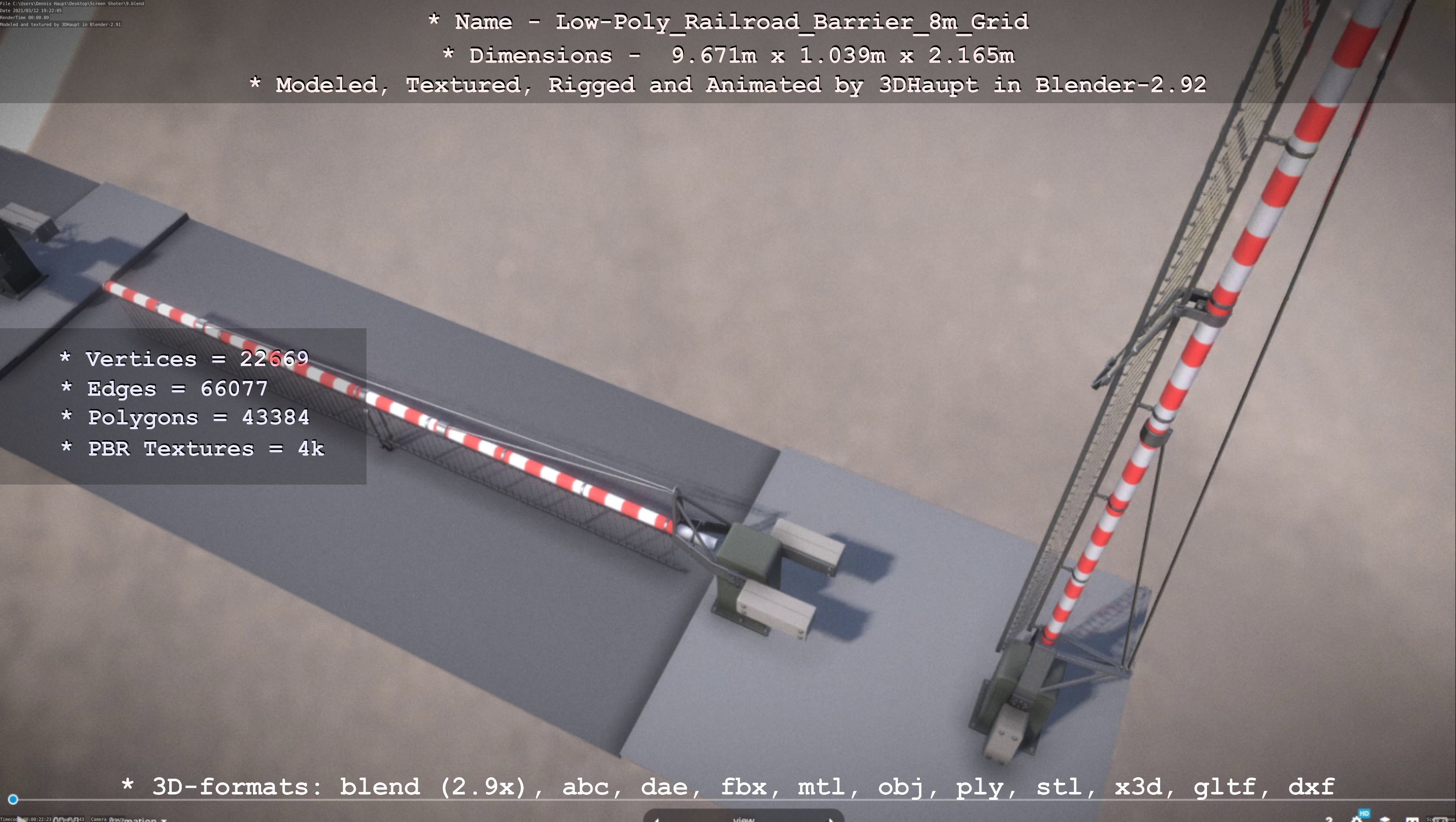 Low-Poly Railroad Barrier 8m Protective Grid Low-poly 3D model_90