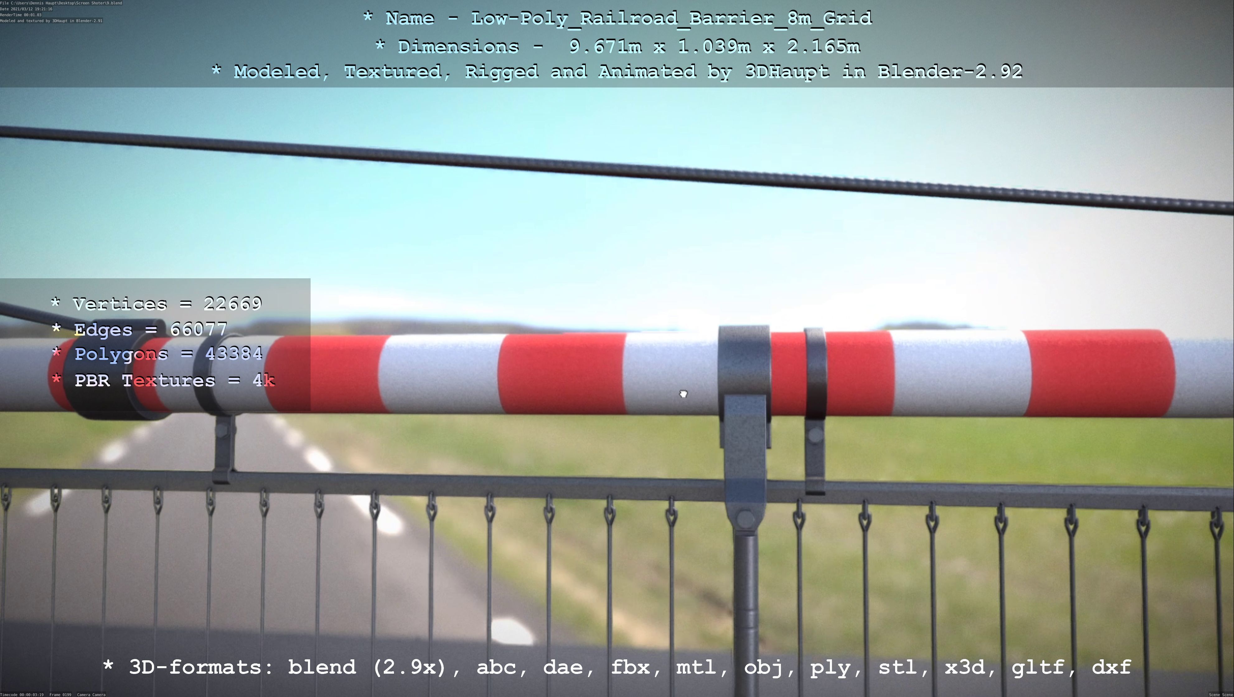Low-Poly Railroad Barrier 8m Protective Grid Low-poly 3D model_60