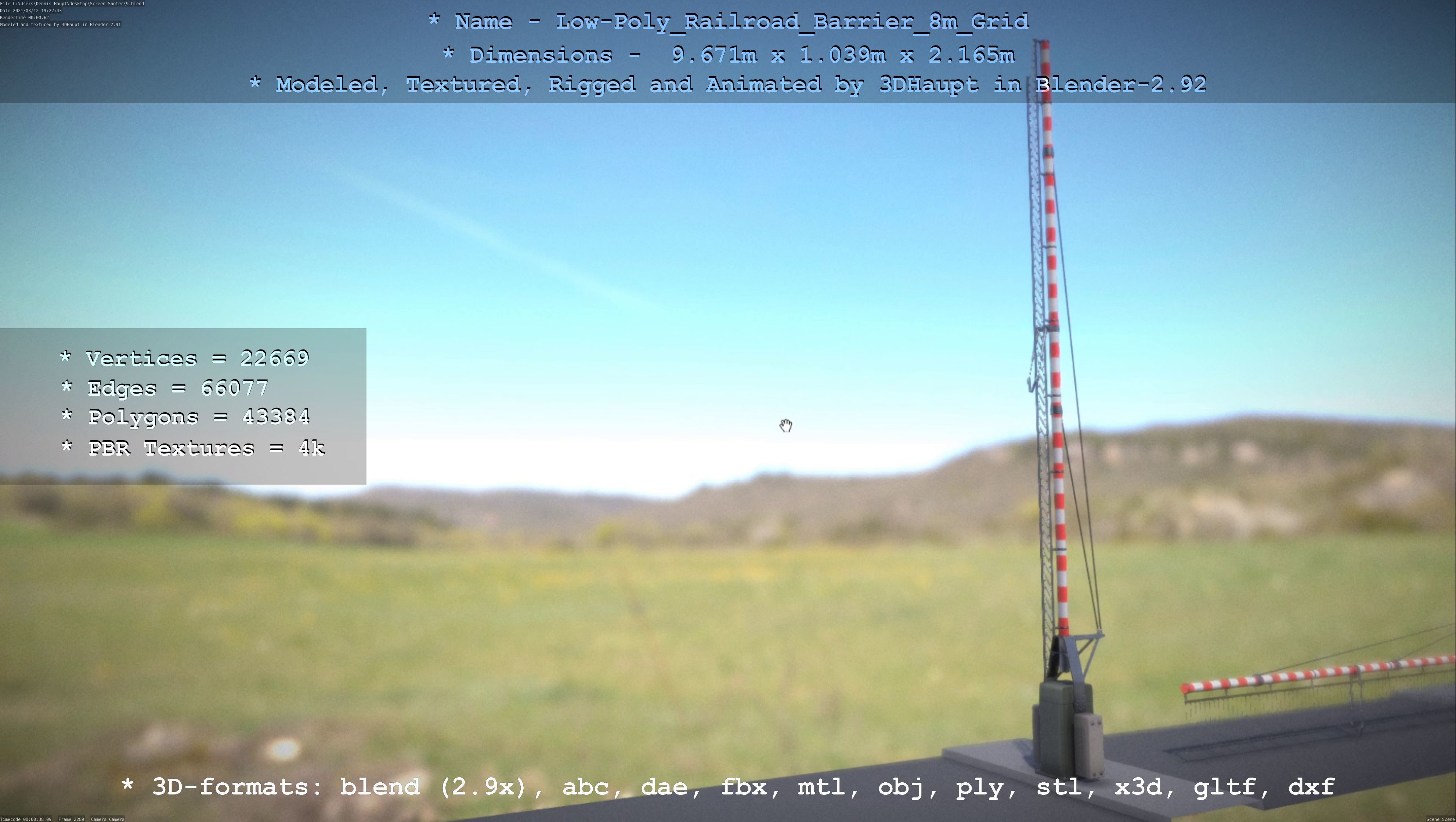 Low-Poly Railroad Barrier 8m Protective Grid Low-poly 3D model_117