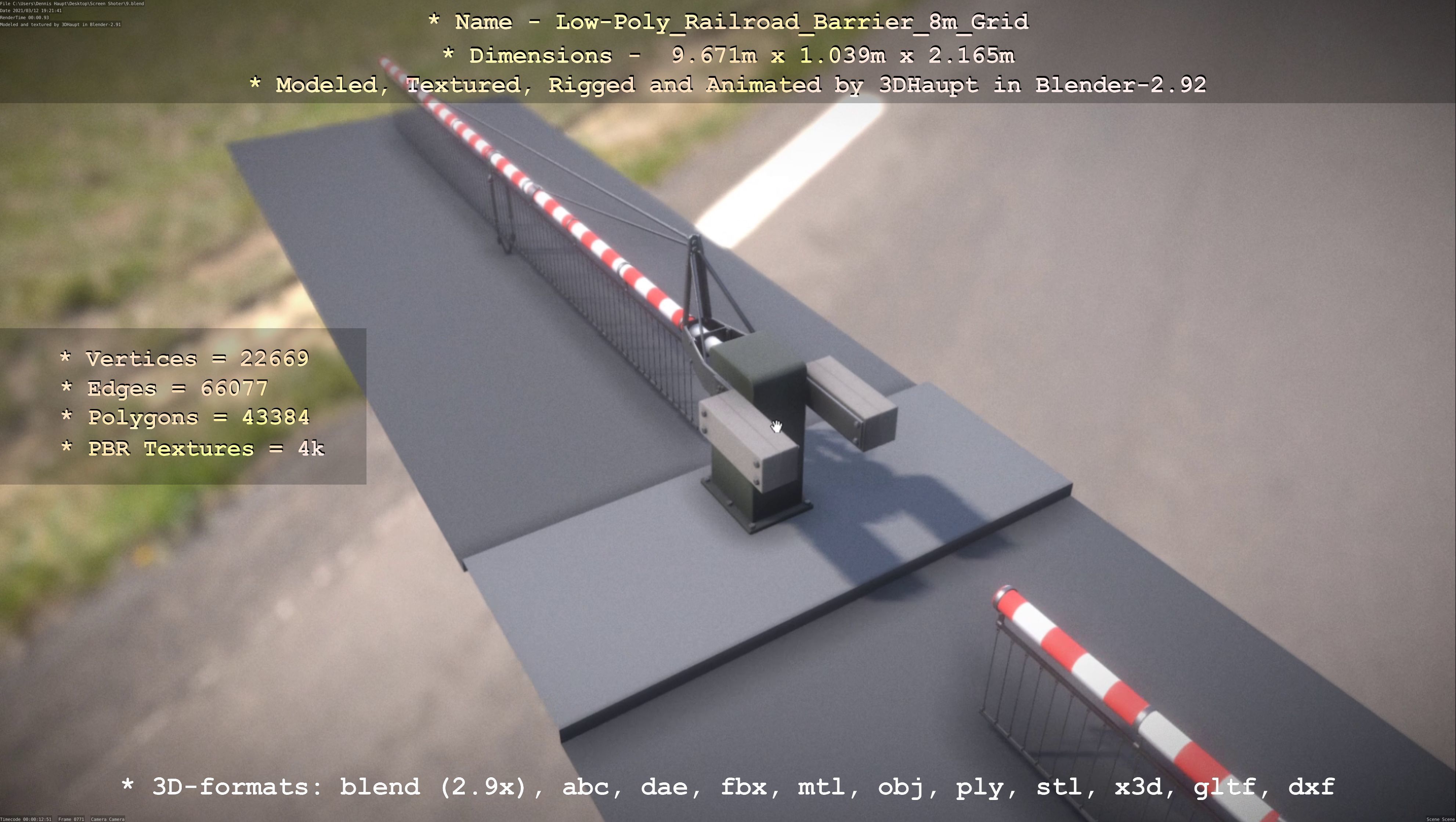 Low-Poly Railroad Barrier 8m Protective Grid Low-poly 3D model_27