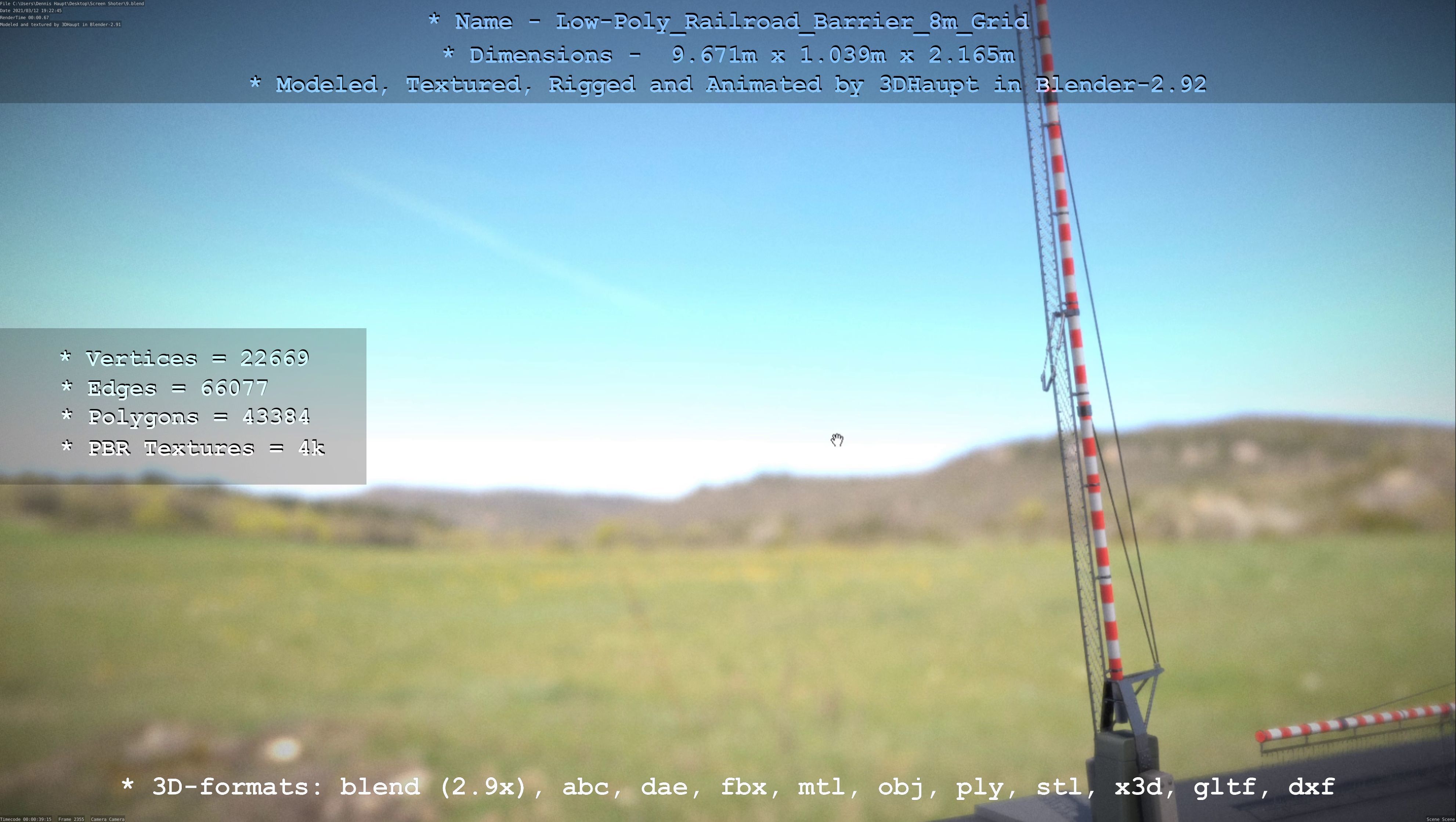 Low-Poly Railroad Barrier 8m Protective Grid Low-poly 3D model_53