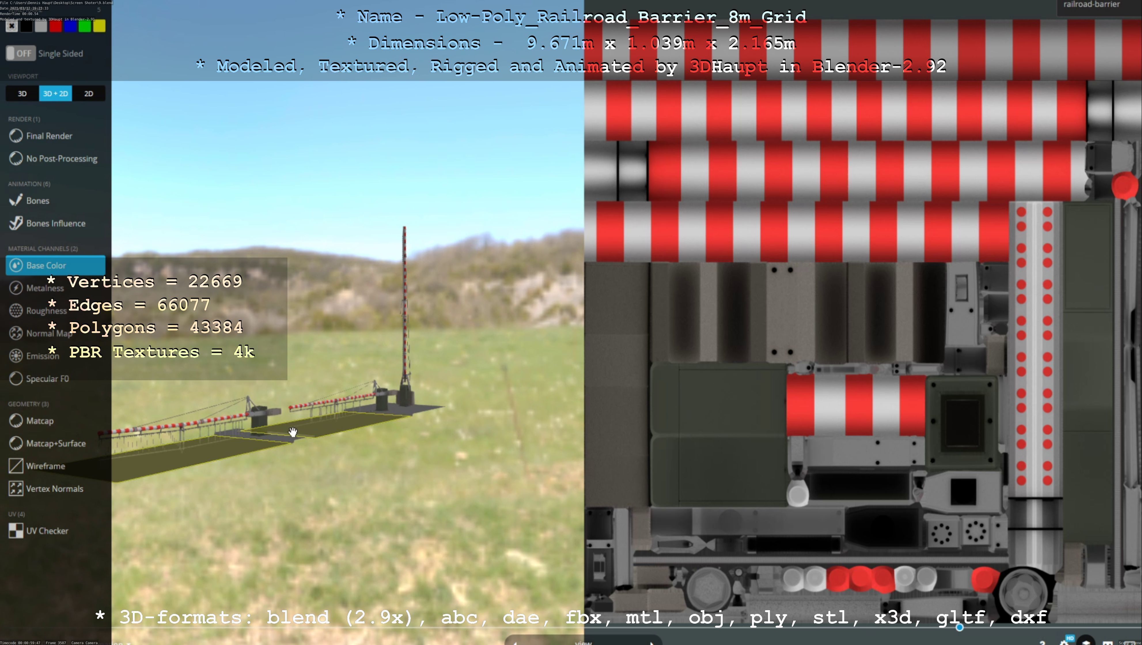 Low-Poly Railroad Barrier 8m Protective Grid Low-poly 3D model_18