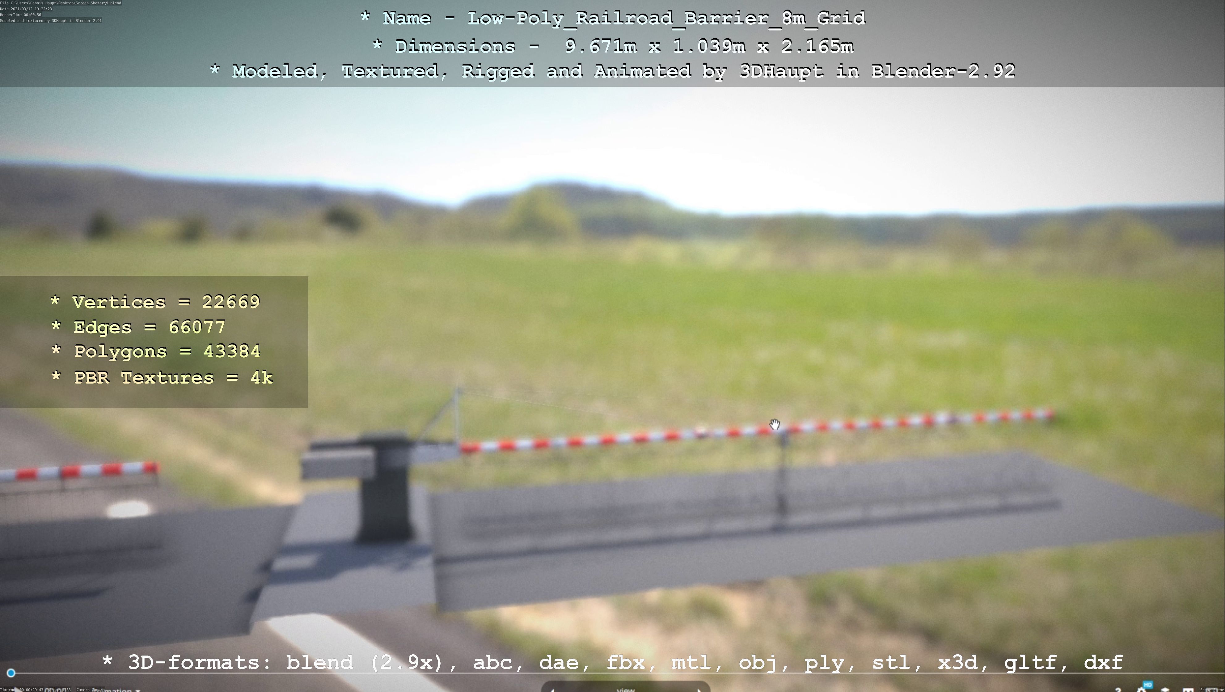 Low-Poly Railroad Barrier 8m Protective Grid Low-poly 3D model_101