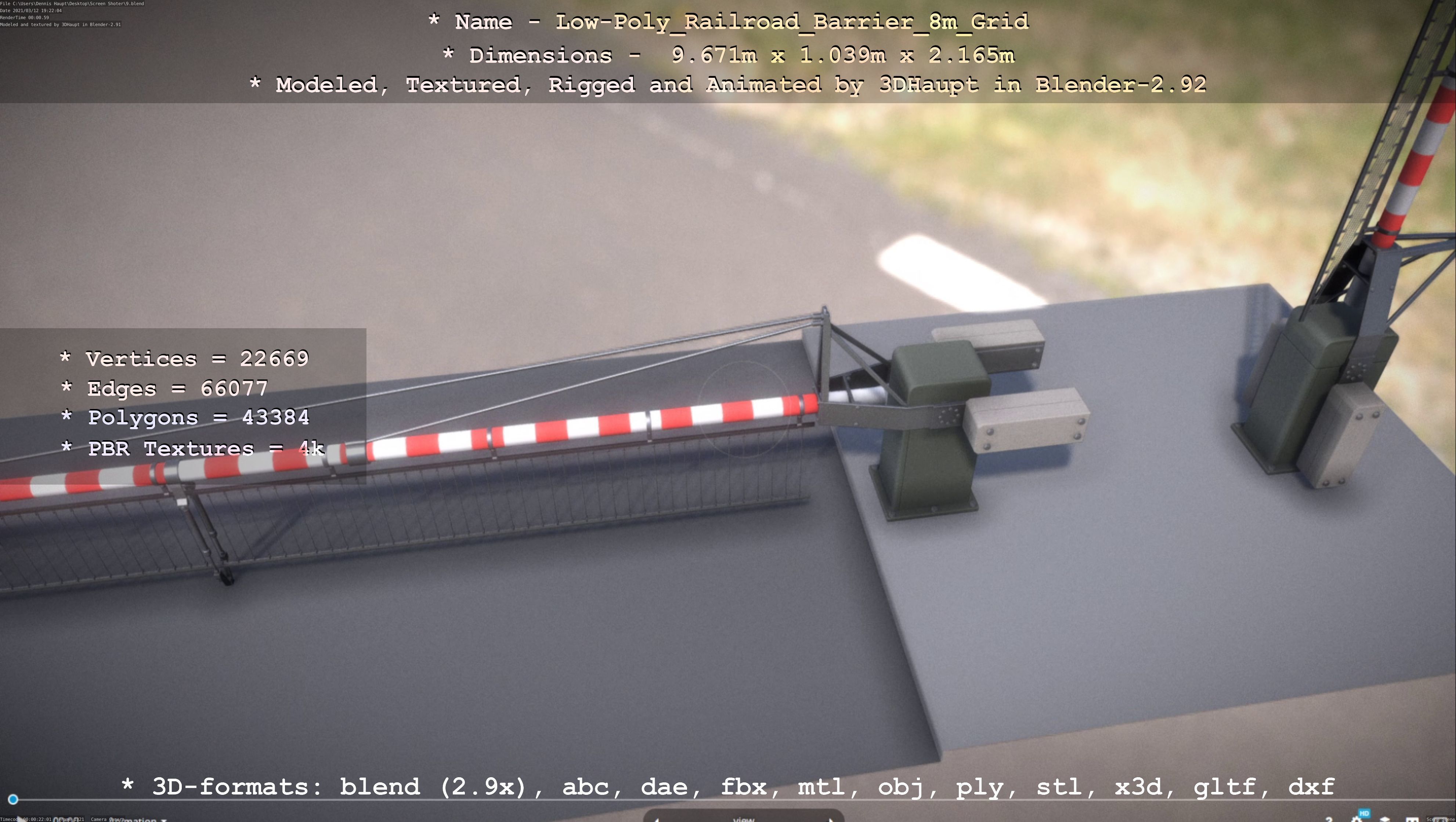 Low-Poly Railroad Barrier 8m Protective Grid Low-poly 3D model_89