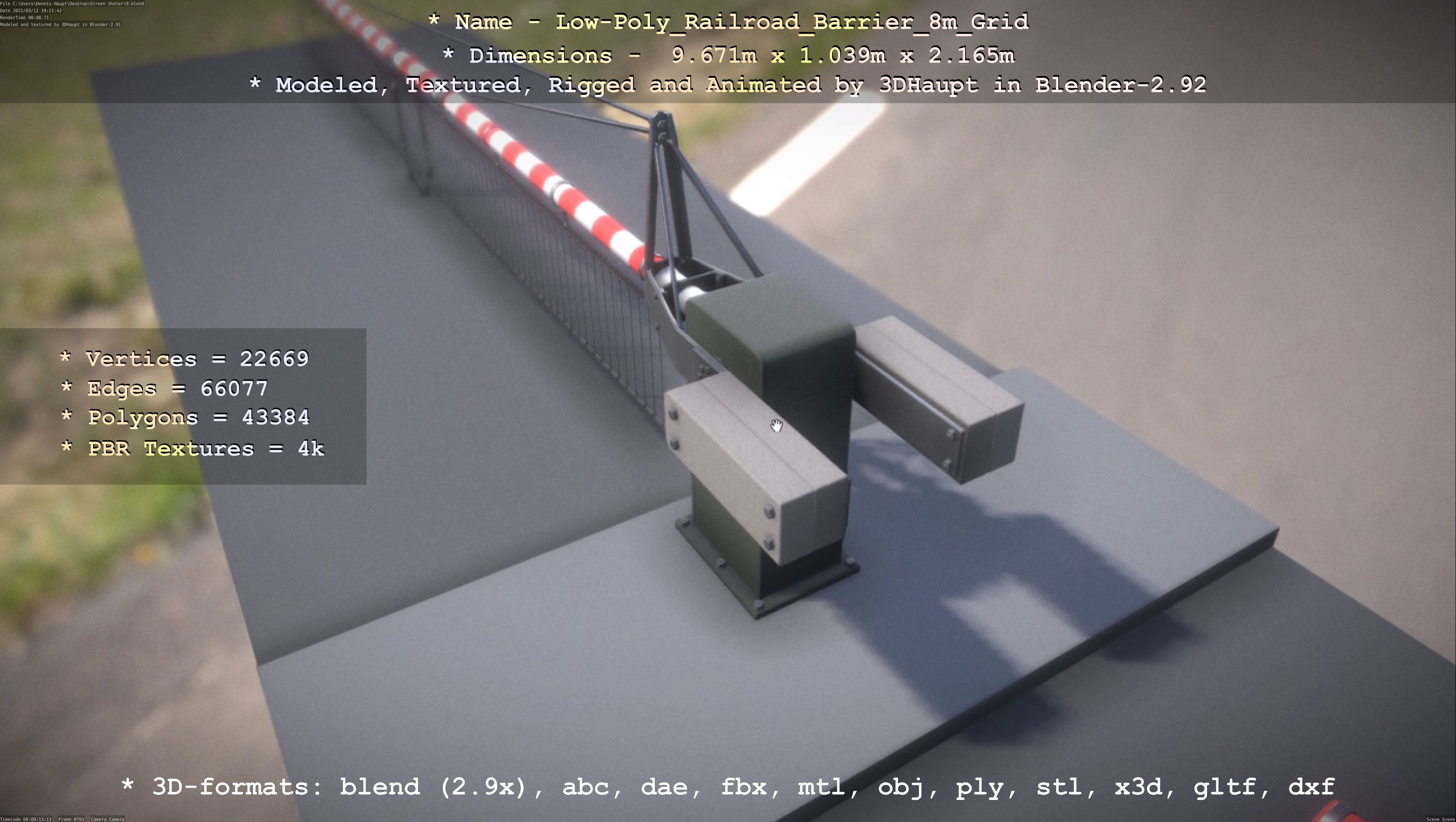 Low-Poly Railroad Barrier 8m Protective Grid Low-poly 3D model_76