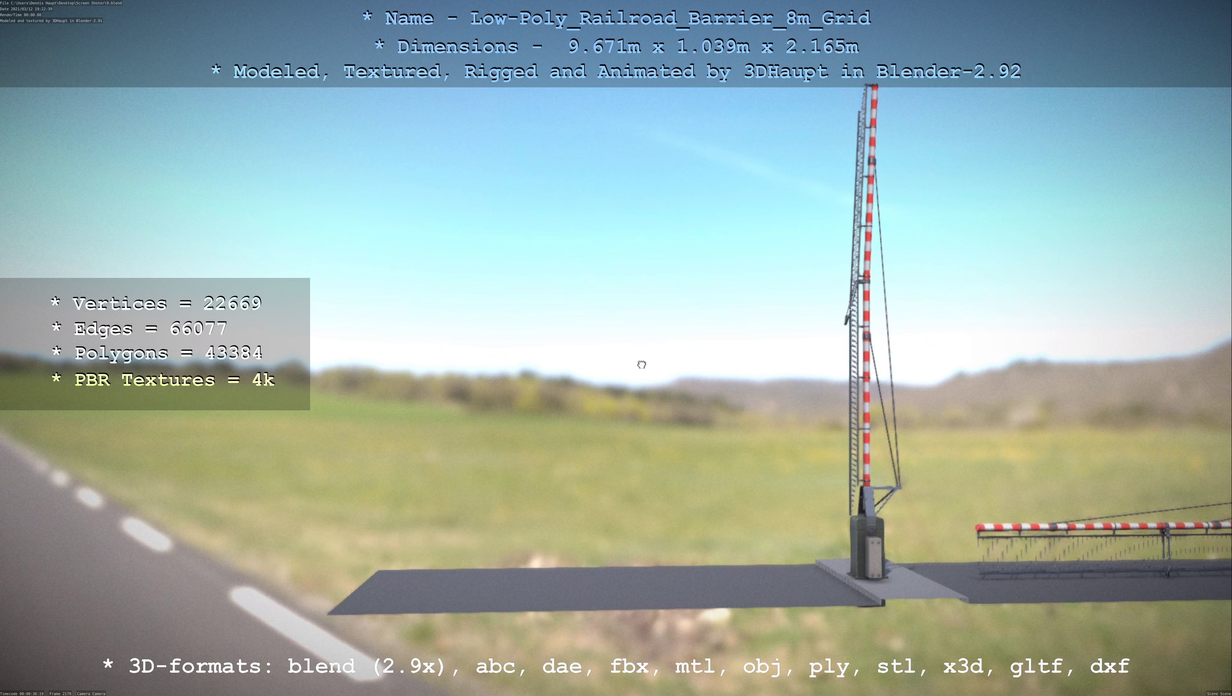 Low-Poly Railroad Barrier 8m Protective Grid Low-poly 3D model_115