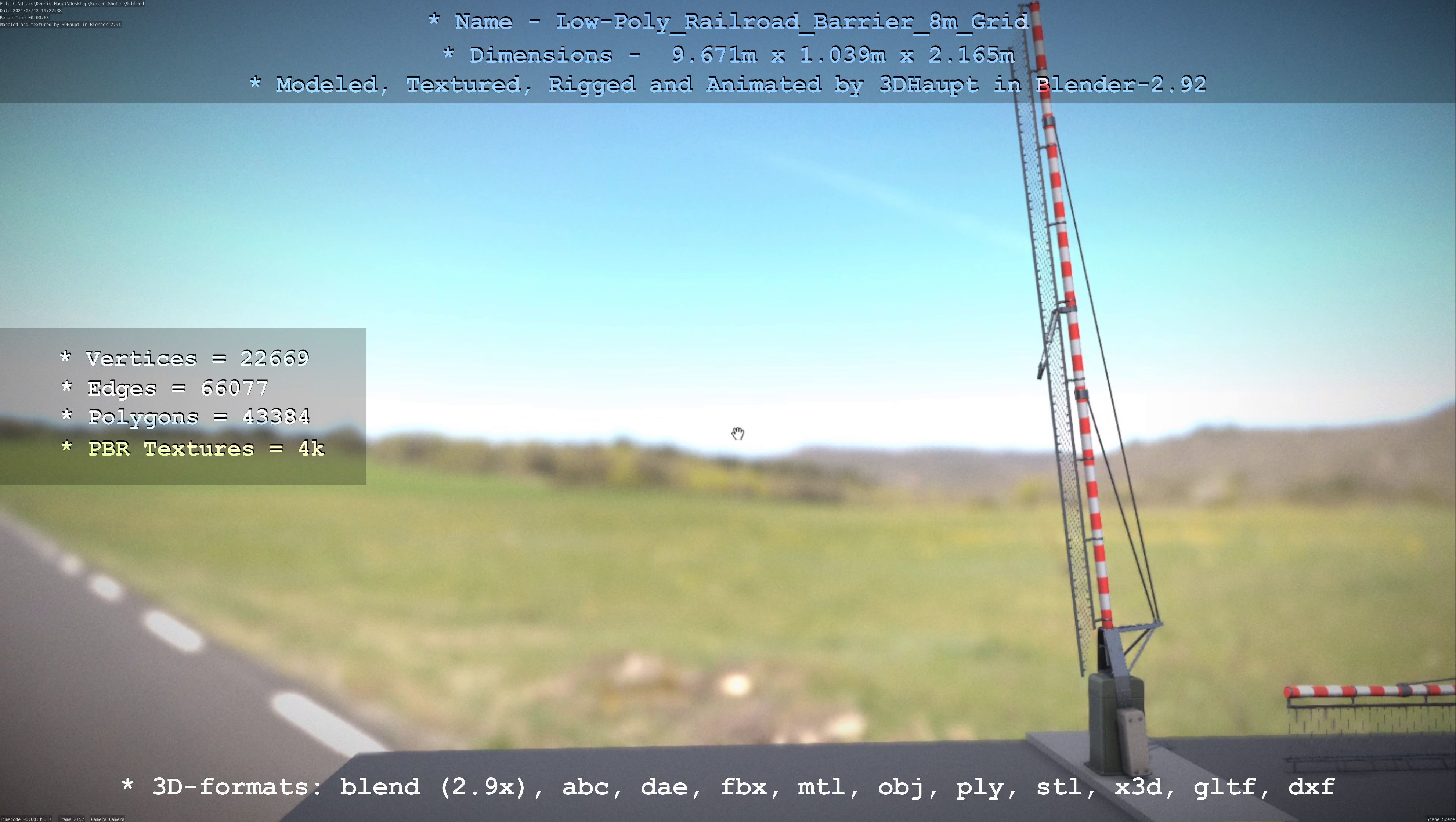 Low-Poly Railroad Barrier 8m Protective Grid Low-poly 3D model_114