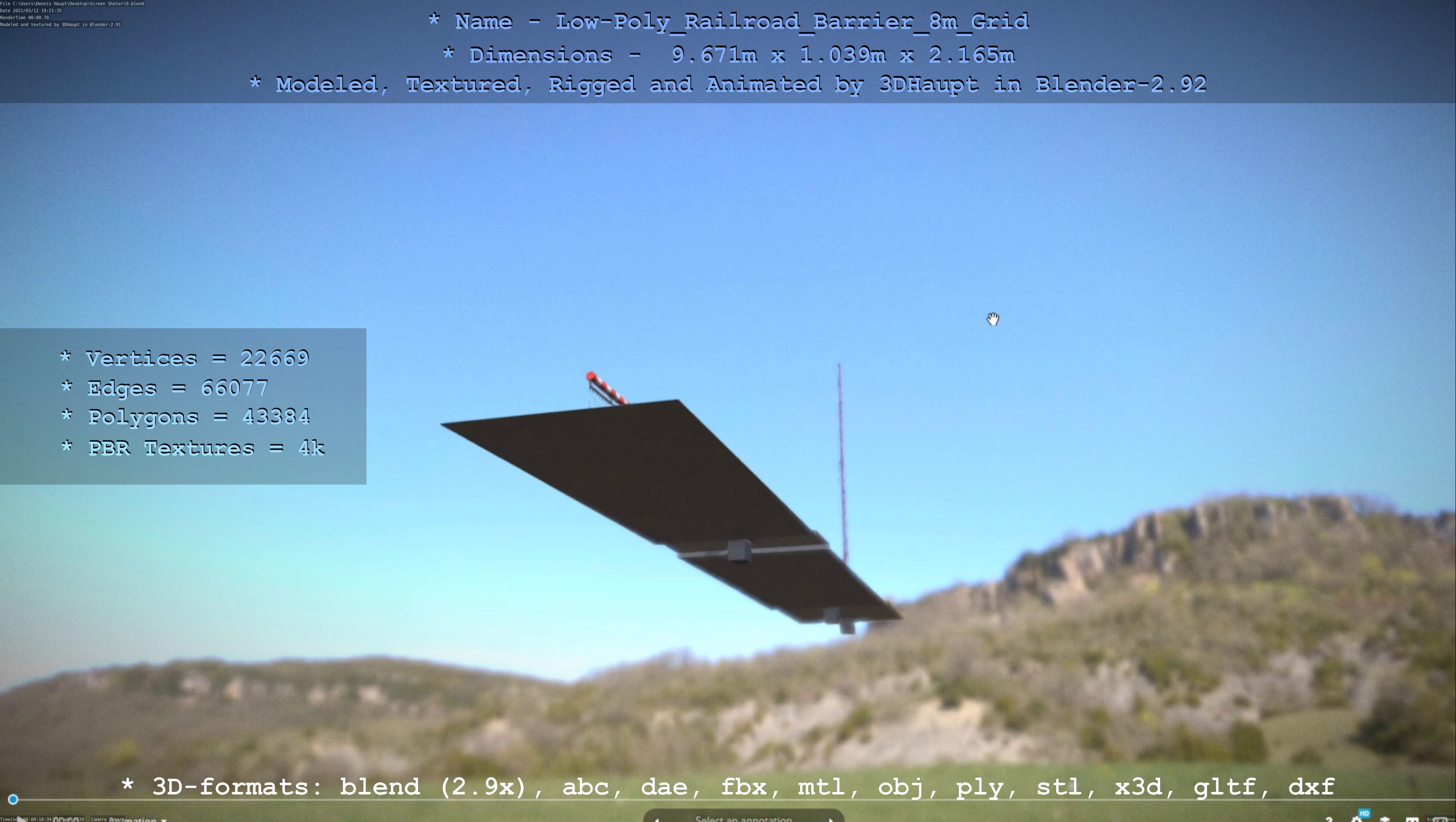 Low-Poly Railroad Barrier 8m Protective Grid Low-poly 3D model_72