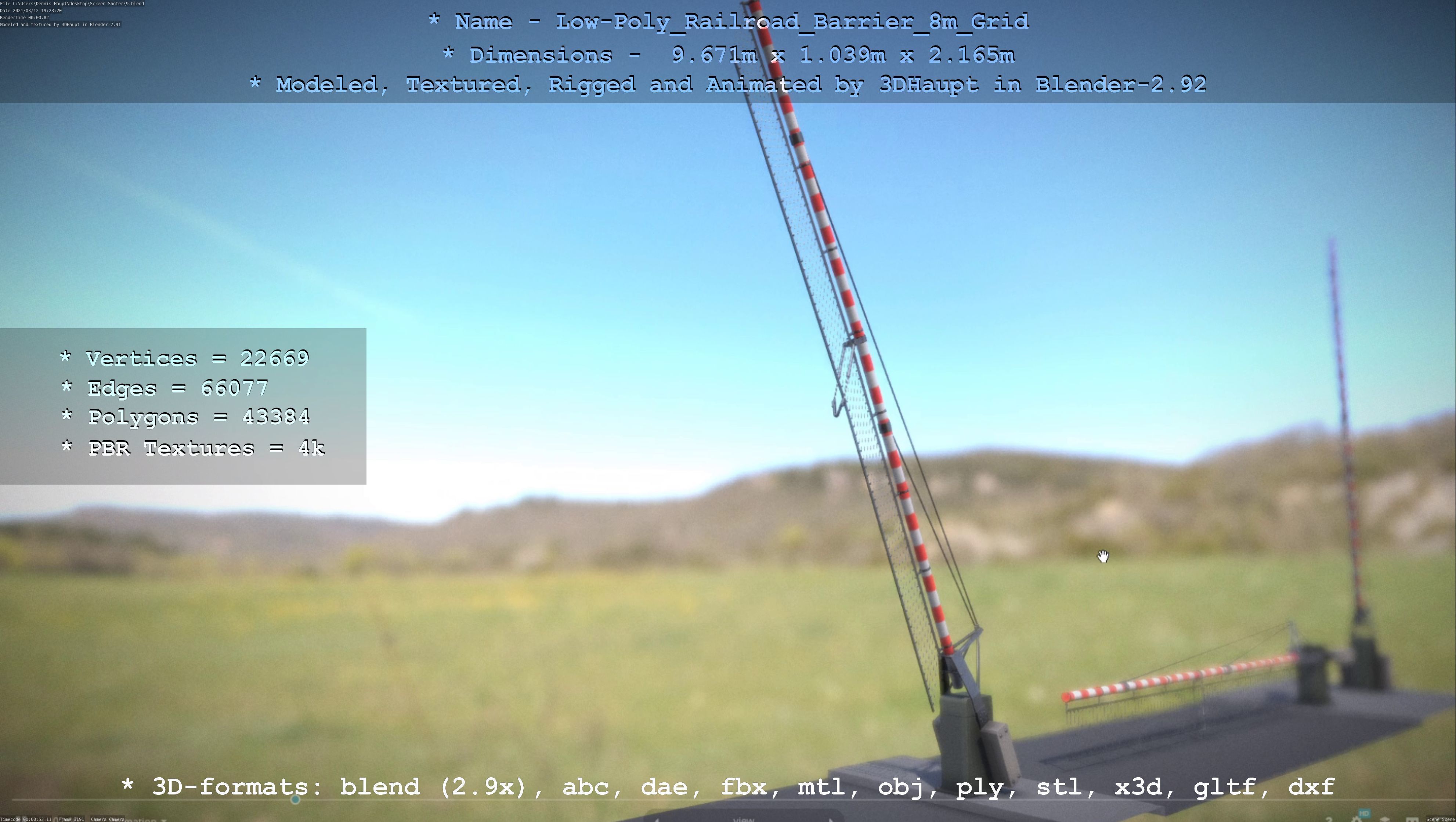 Low-Poly Railroad Barrier 8m Protective Grid Low-poly 3D model_52