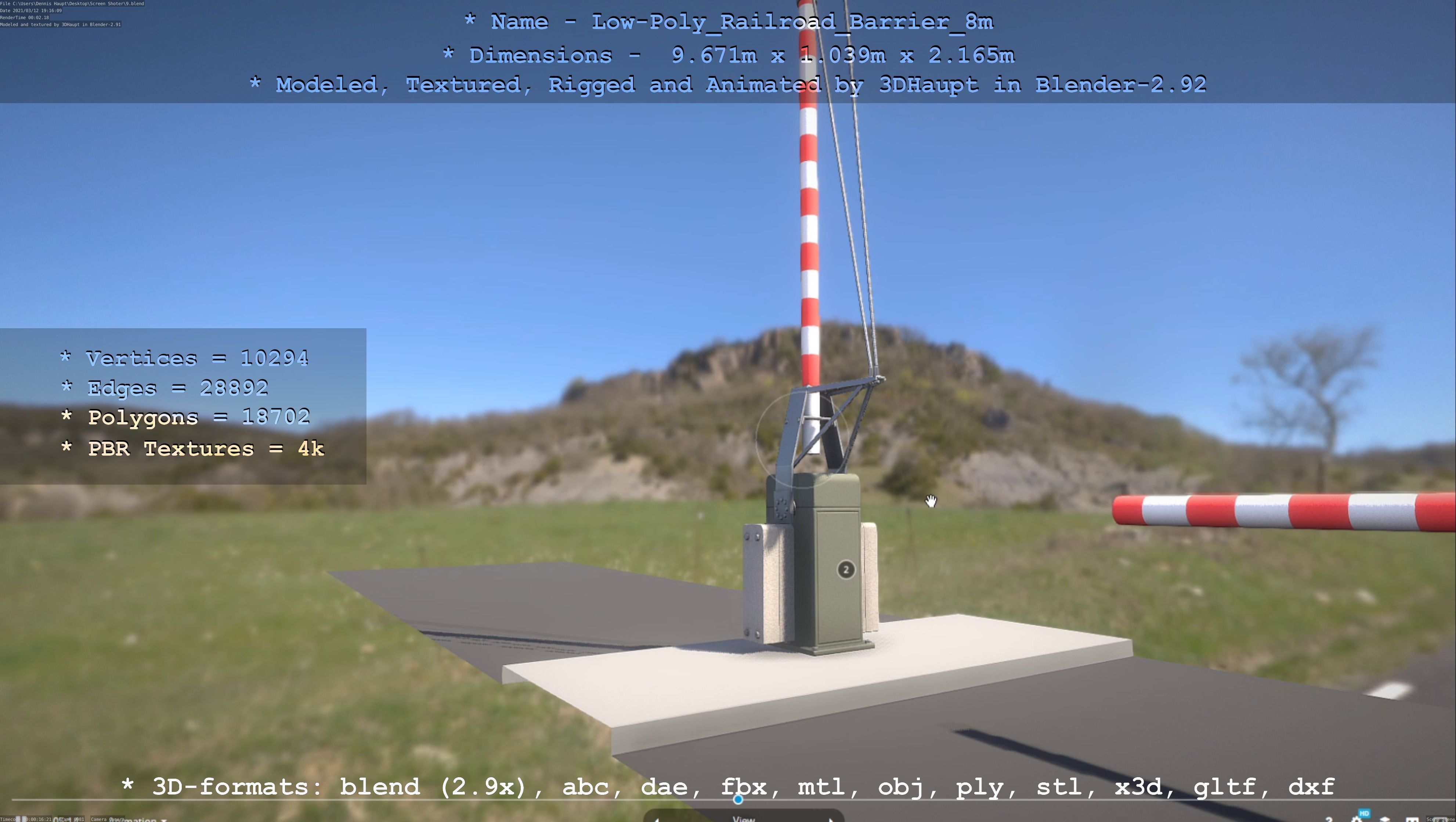 Low-Poly Railroad Barrier 8m Low-poly 3D model_22