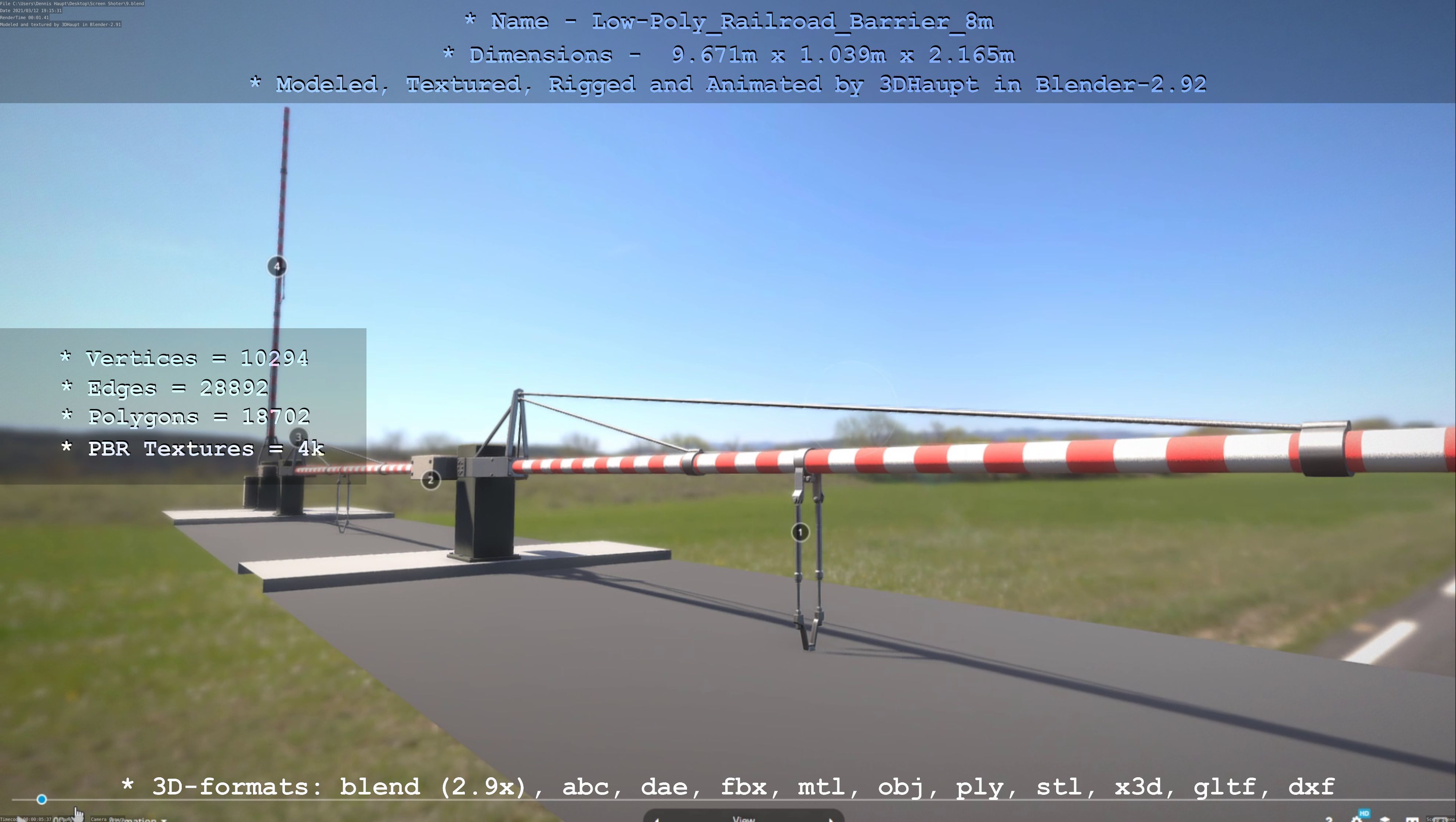 Low-Poly Railroad Barrier 8m Low-poly 3D model_67