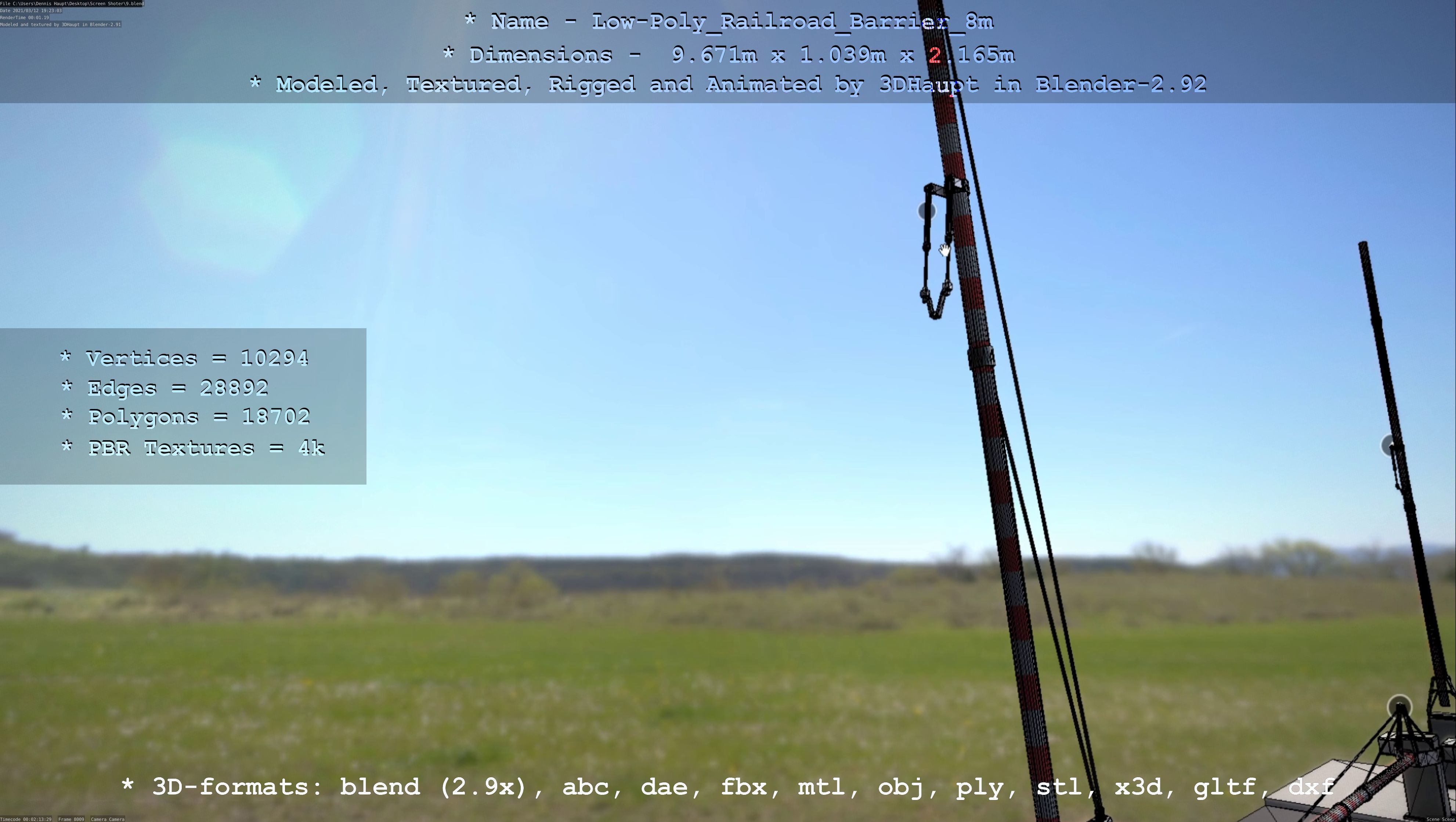 Low-Poly Railroad Barrier 8m Low-poly 3D model_49