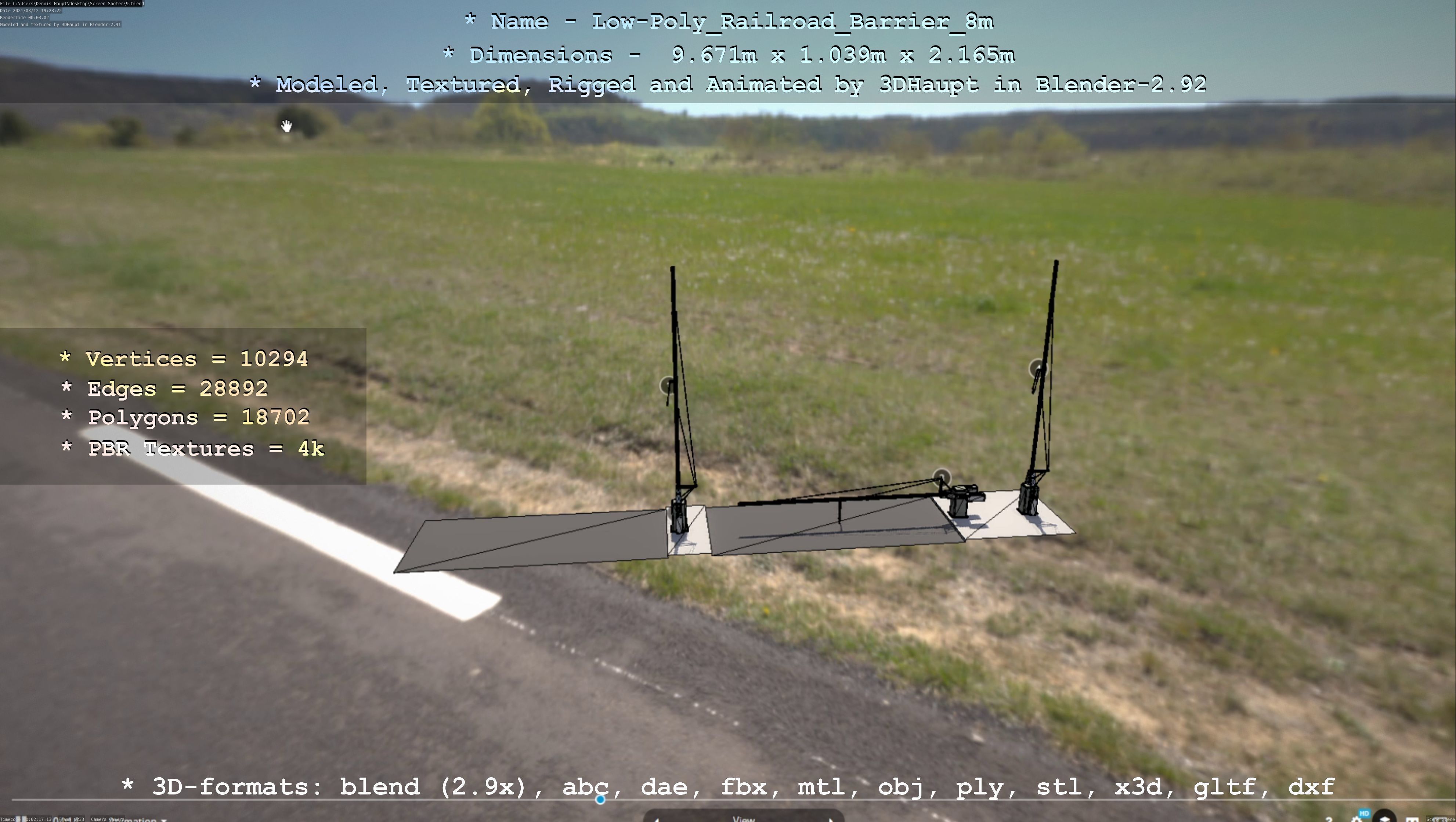 Low-Poly Railroad Barrier 8m Low-poly 3D model_57