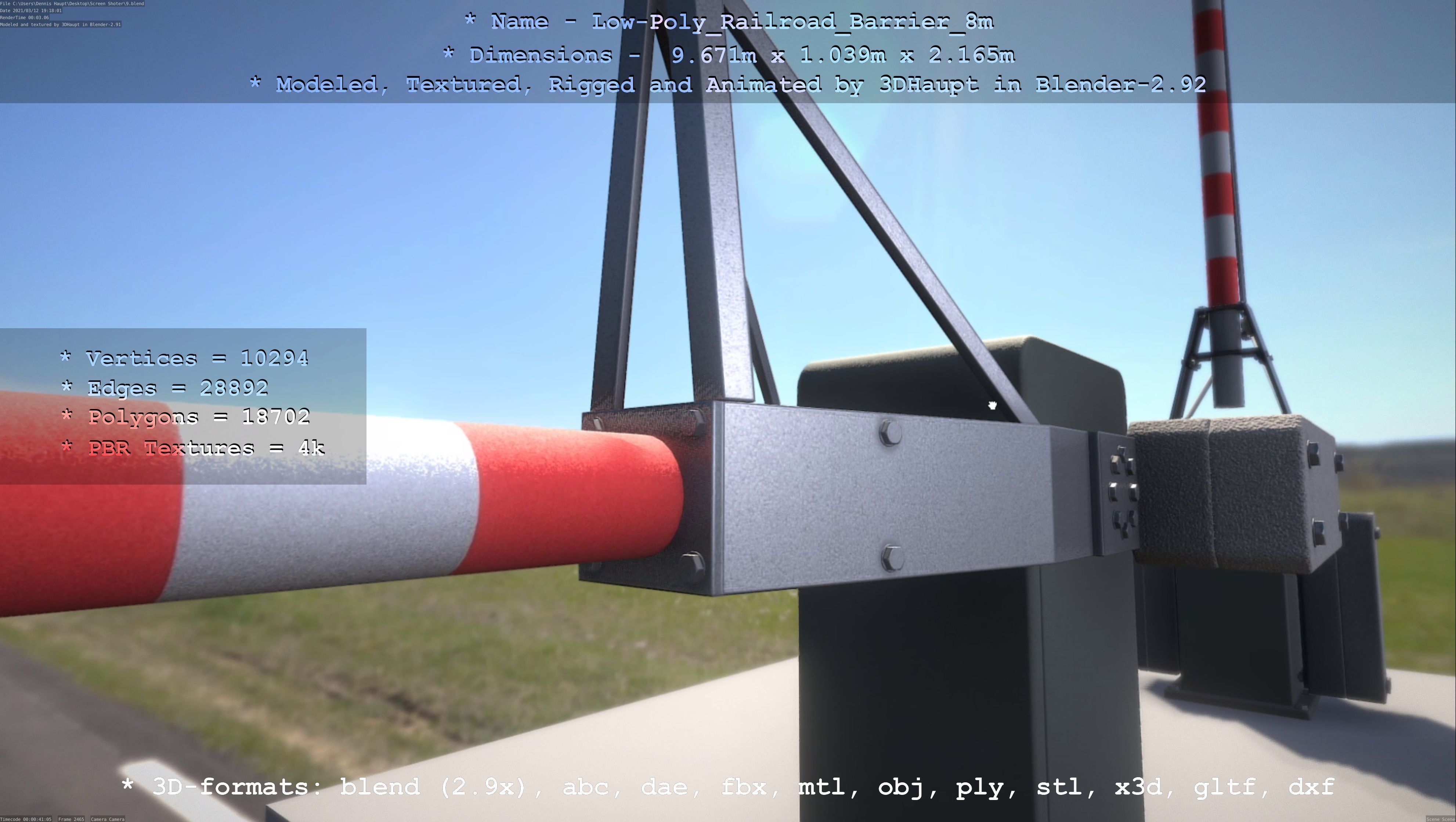 Low-Poly Railroad Barrier 8m Low-poly 3D model_31