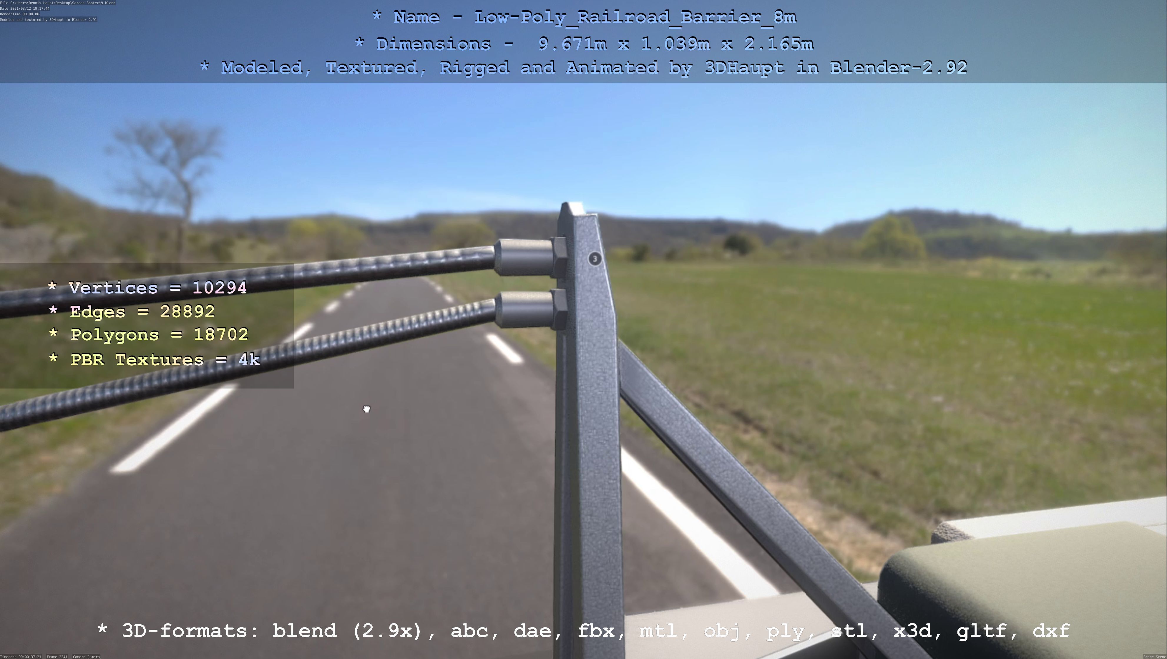 Low-Poly Railroad Barrier 8m Low-poly 3D model_97