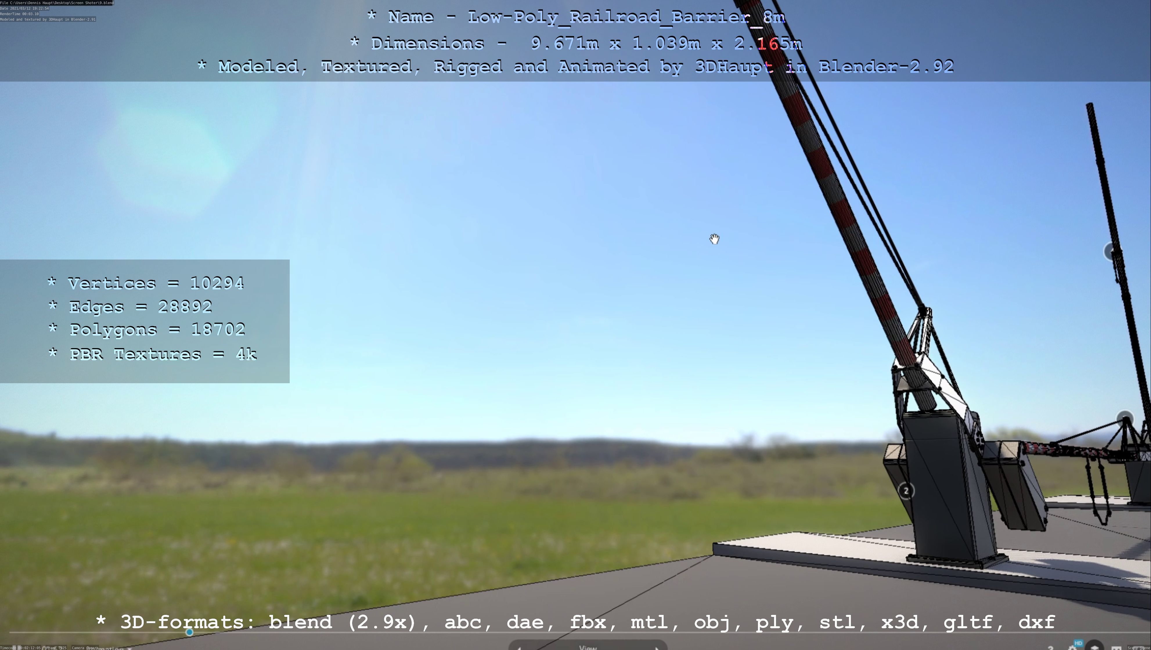 Low-Poly Railroad Barrier 8m Low-poly 3D model_46