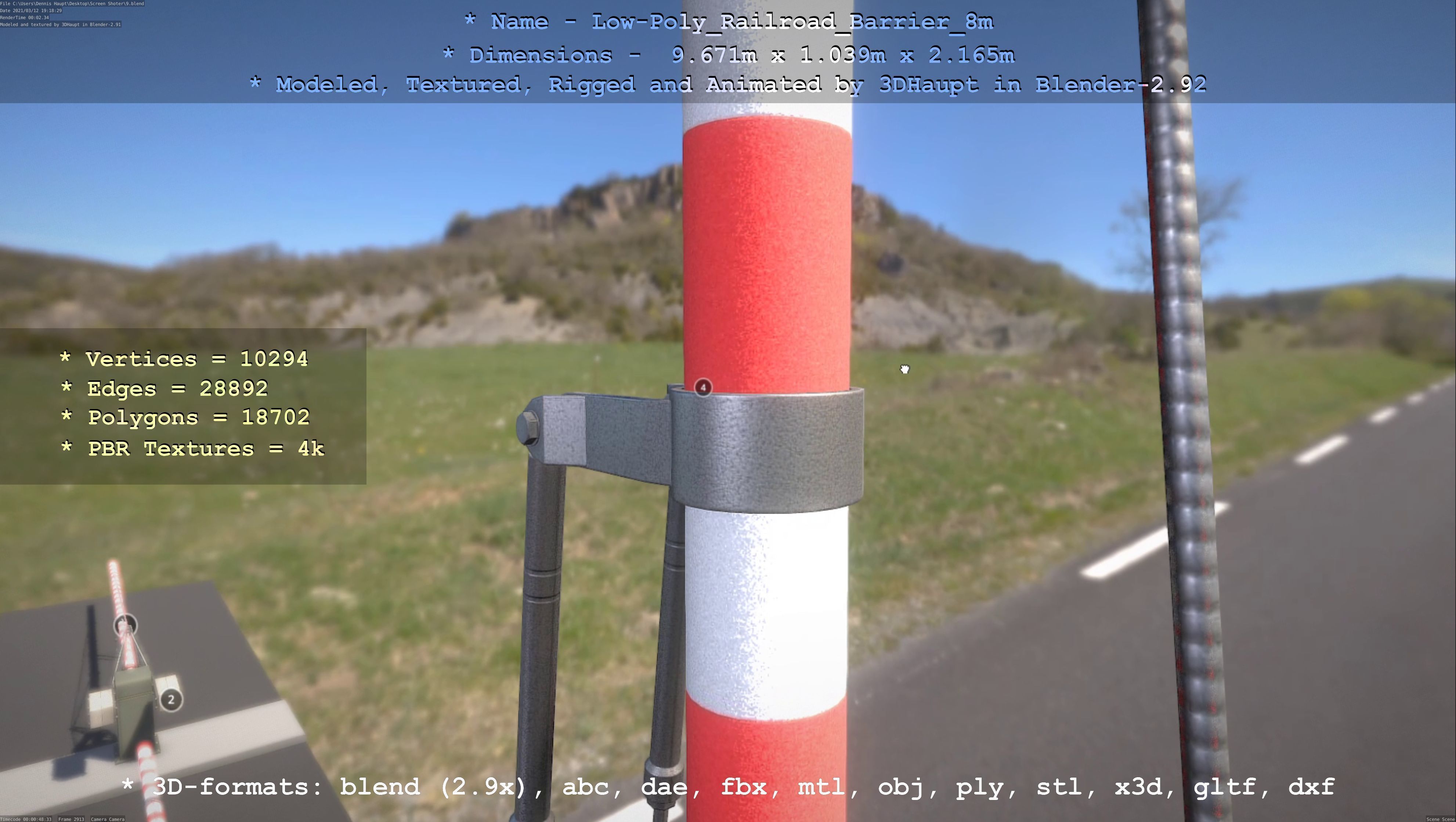 Low-Poly Railroad Barrier 8m Low-poly 3D model_107