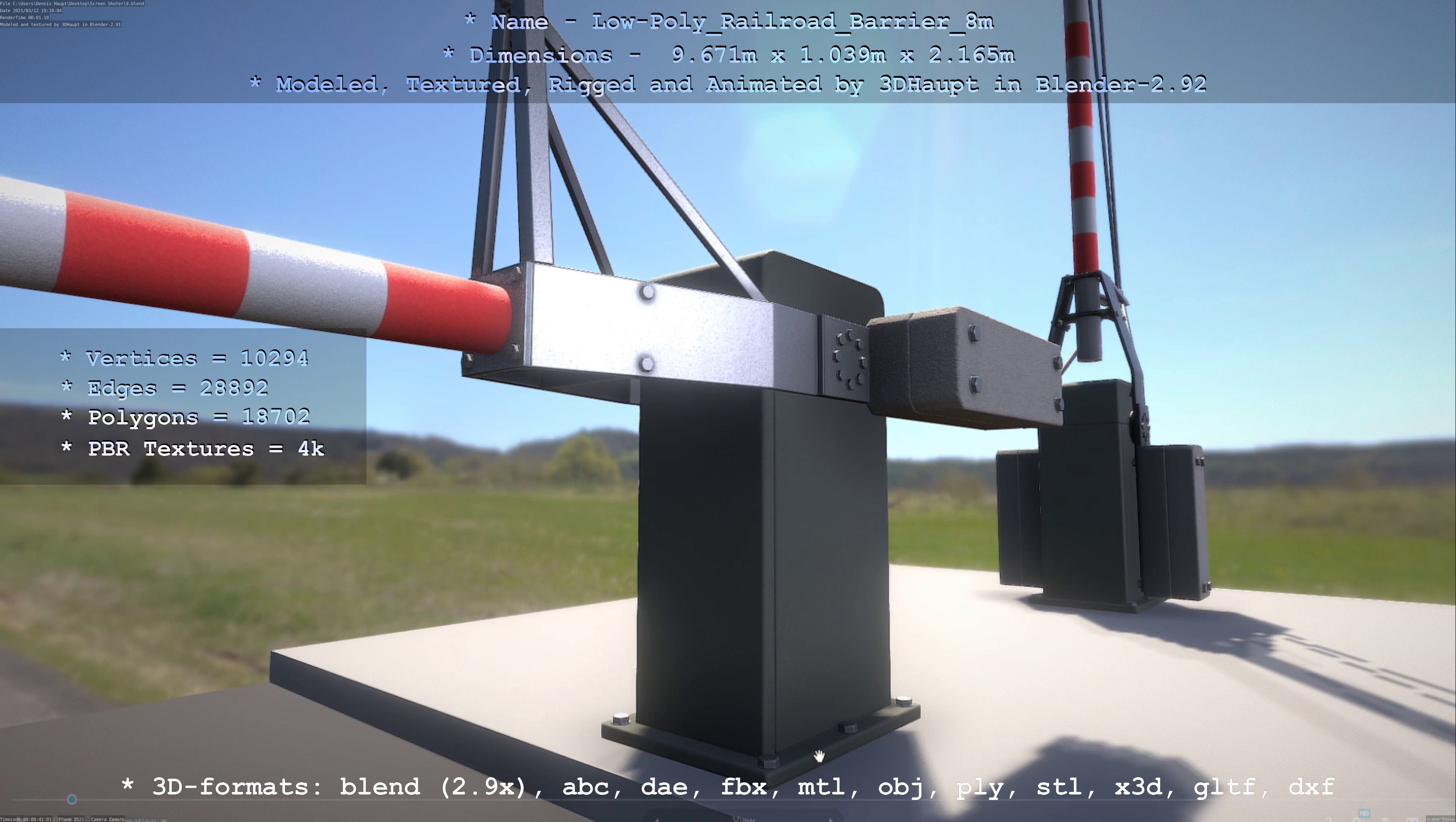 Low-Poly Railroad Barrier 8m Low-poly 3D model_103