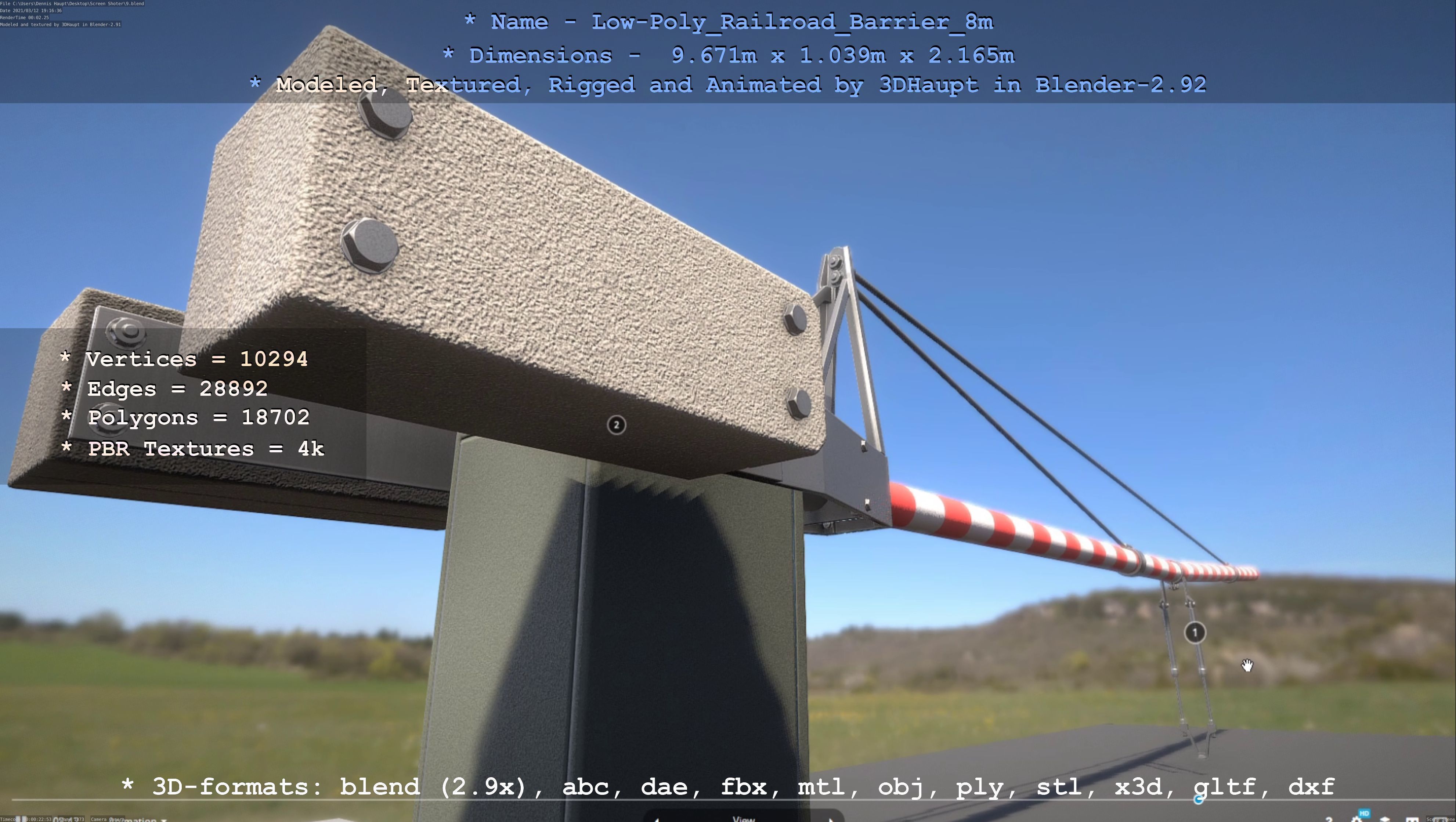 Low-Poly Railroad Barrier 8m Low-poly 3D model_84