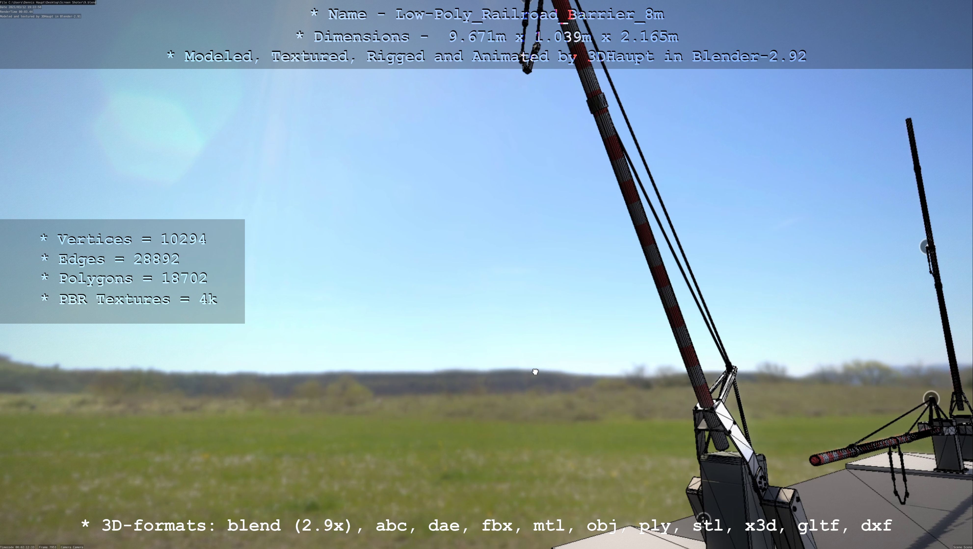 Low-Poly Railroad Barrier 8m Low-poly 3D model_47