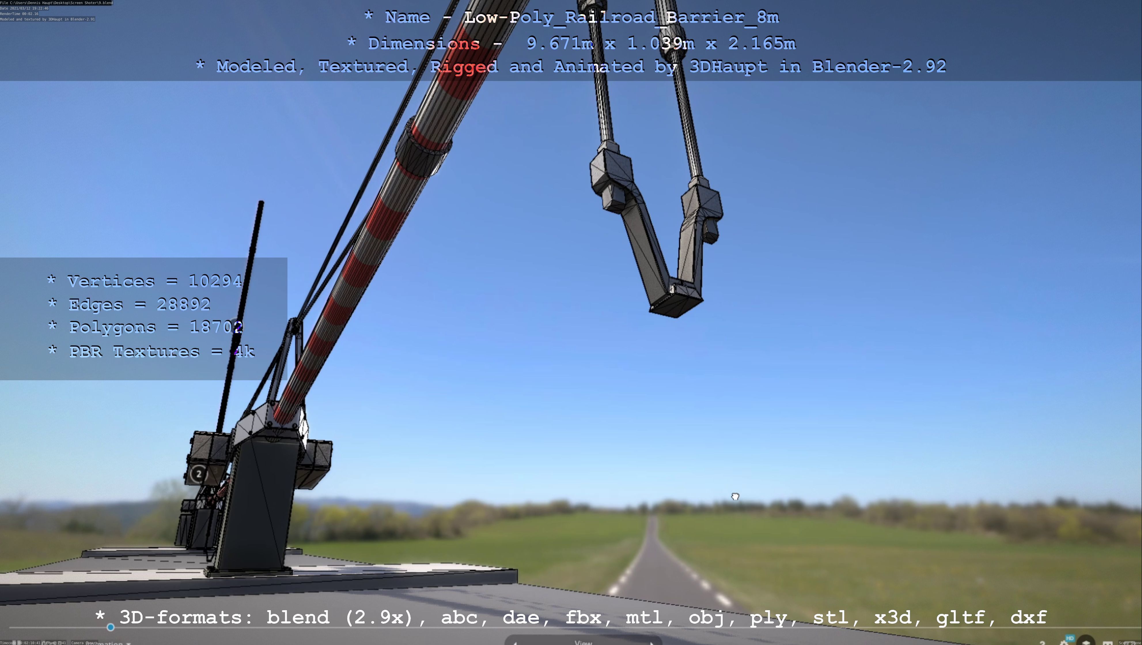 Low-Poly Railroad Barrier 8m Low-poly 3D model_44