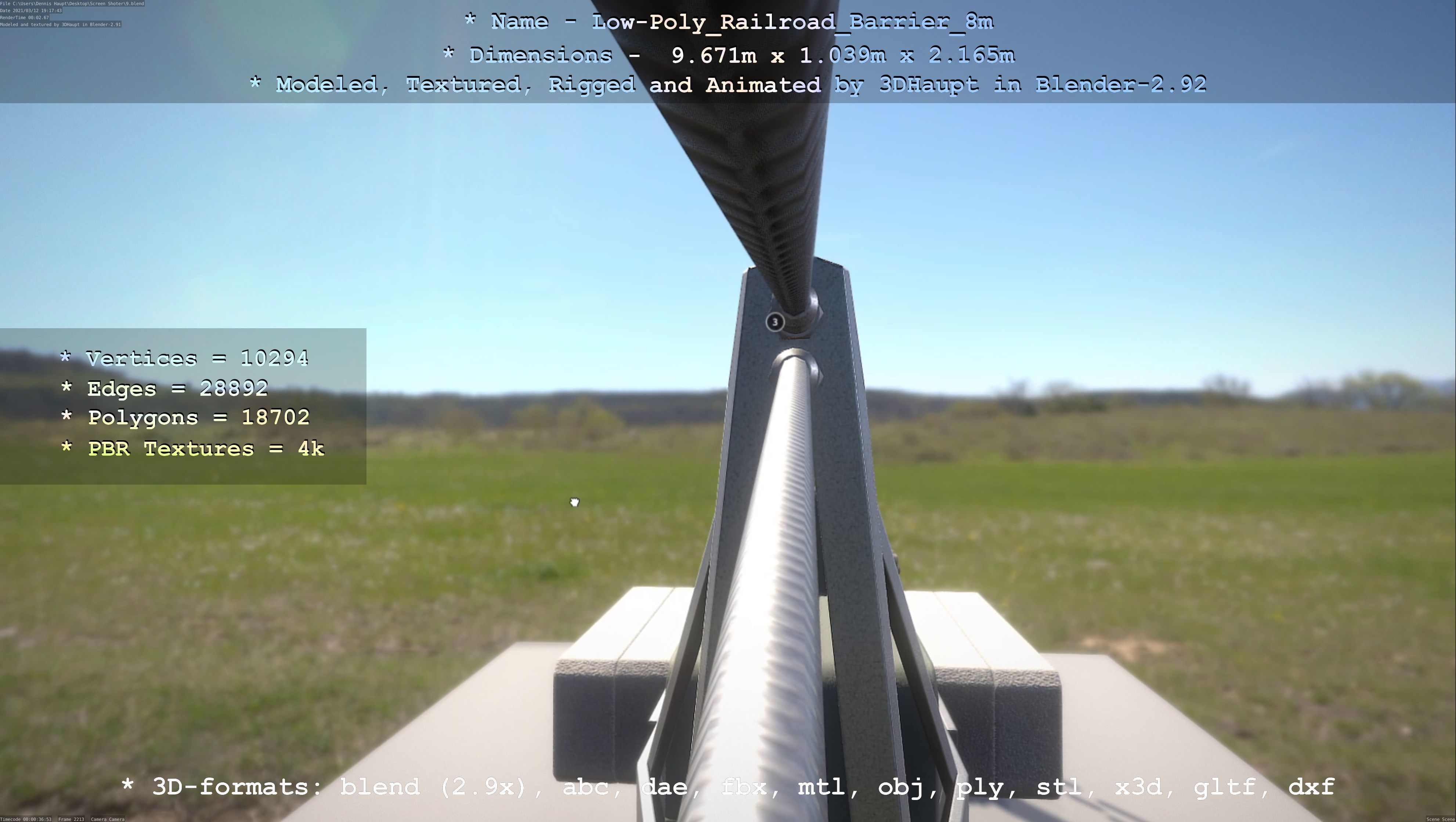 Low-Poly Railroad Barrier 8m Low-poly 3D model_96