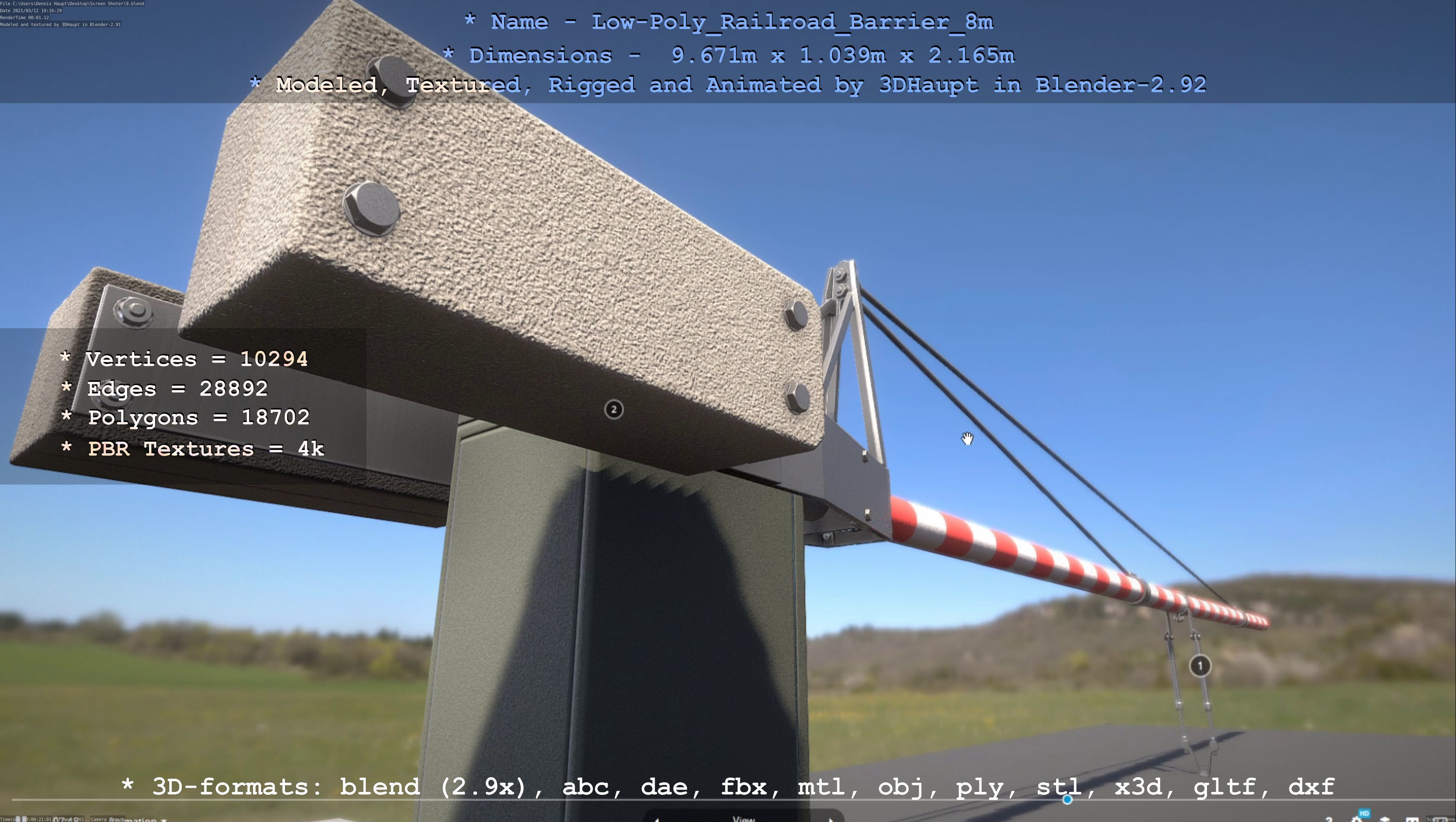 Low-Poly Railroad Barrier 8m Low-poly 3D model_81
