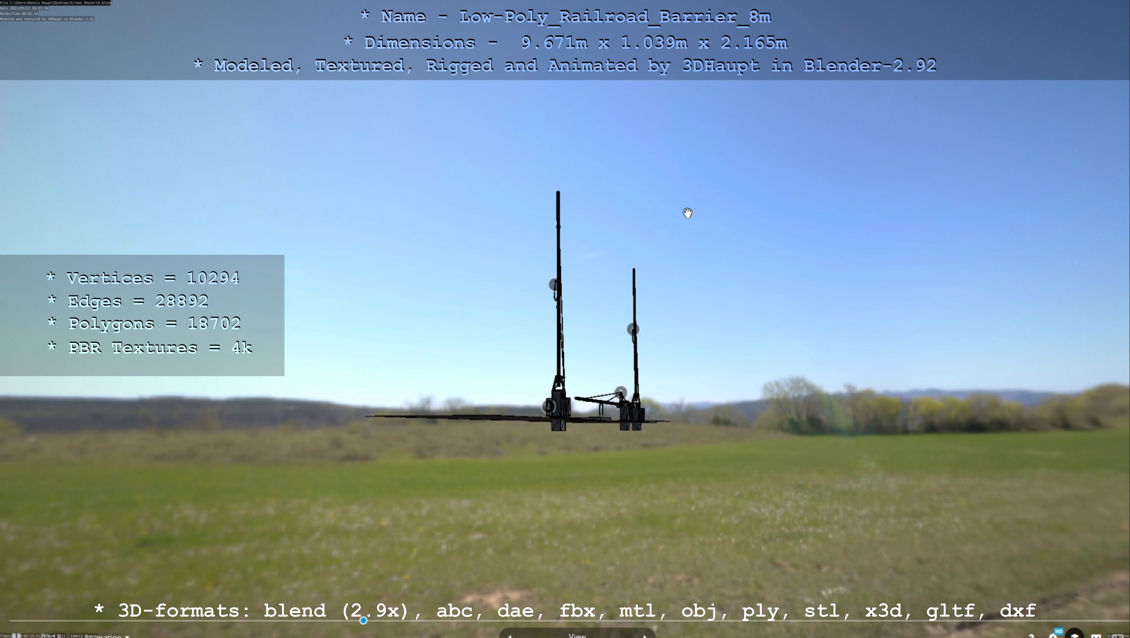 Low-Poly Railroad Barrier 8m Low-poly 3D model_56