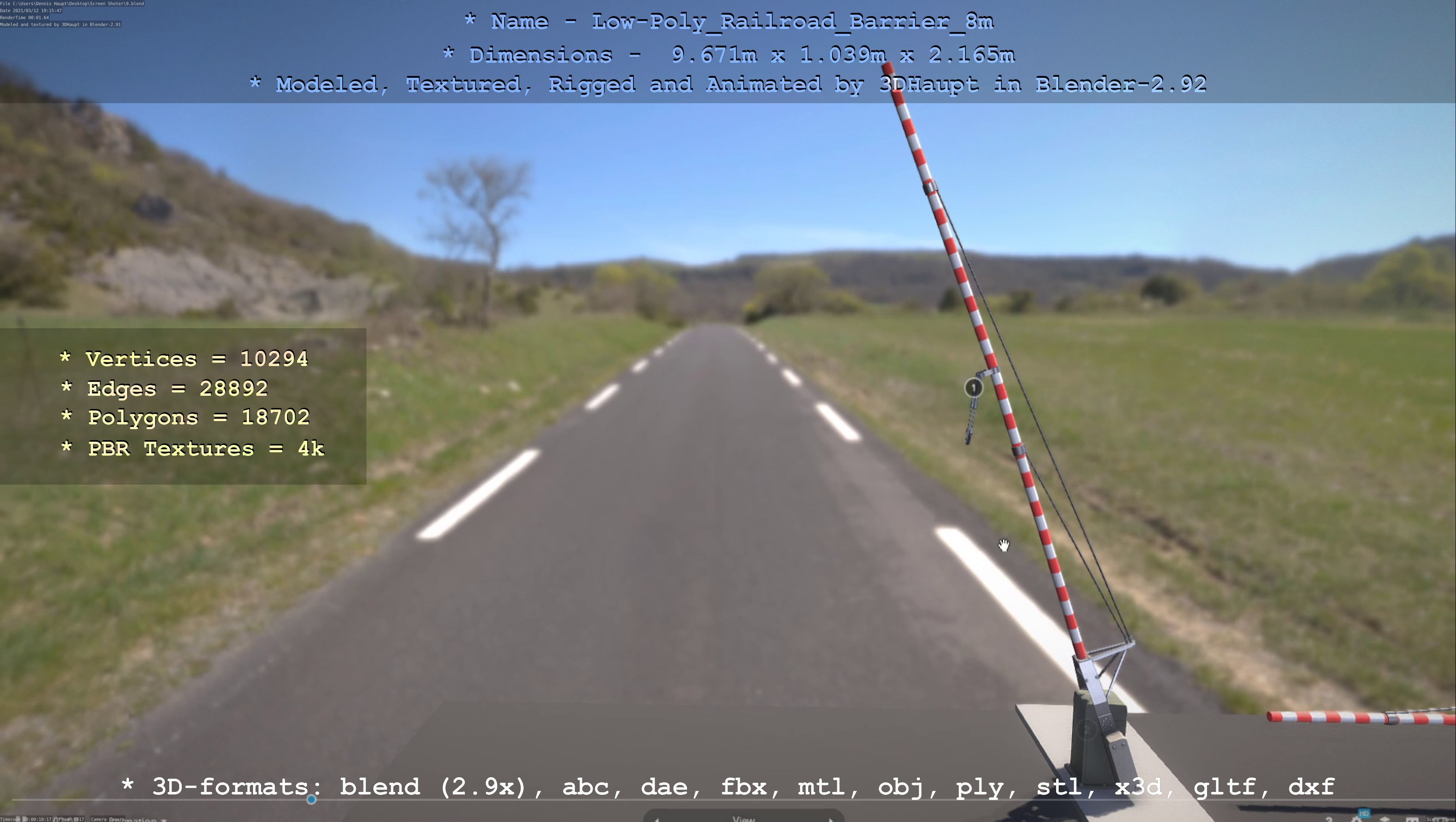 Low-Poly Railroad Barrier 8m Low-poly 3D model_72