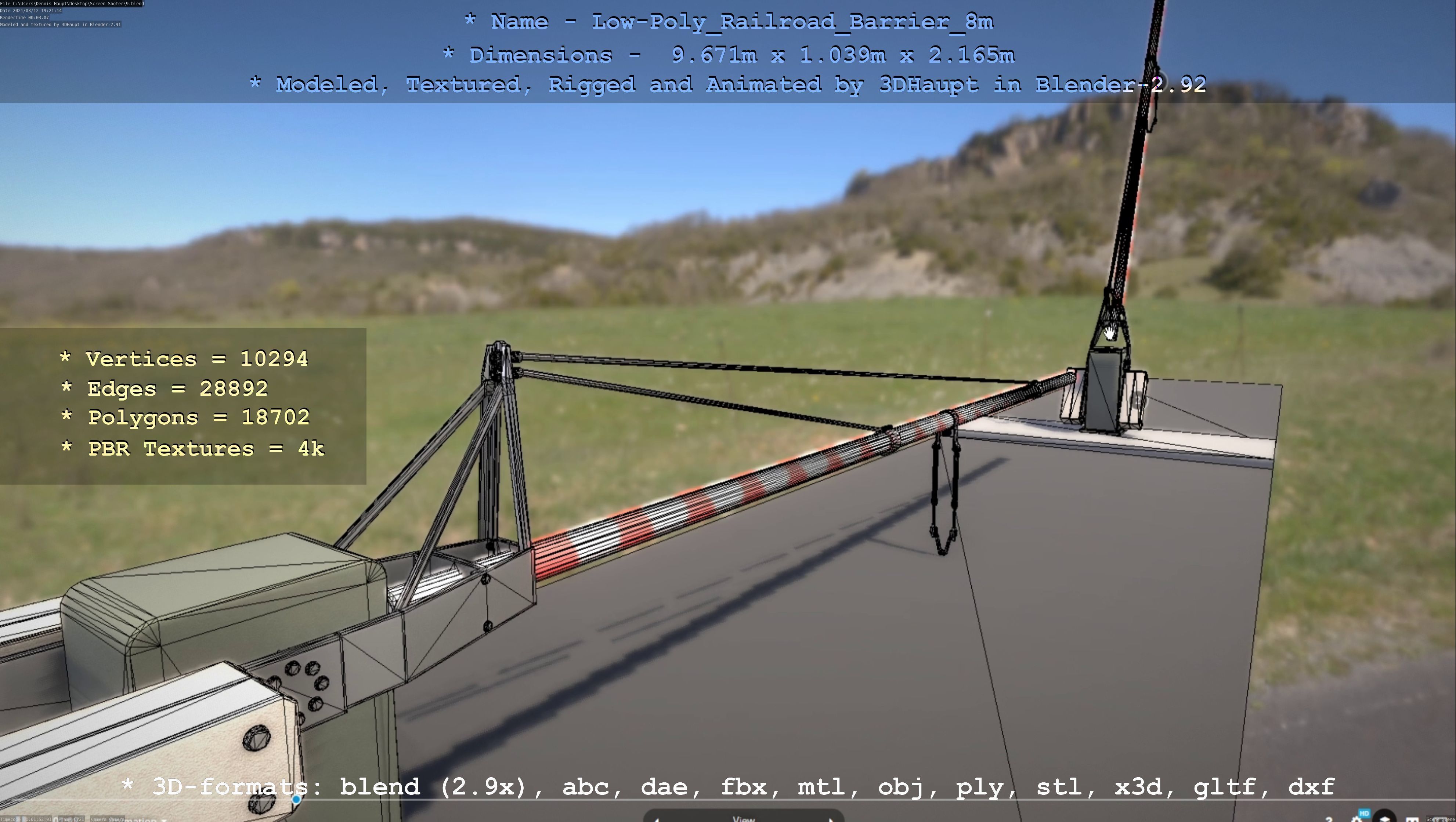 Low-Poly Railroad Barrier 8m Low-poly 3D model_68