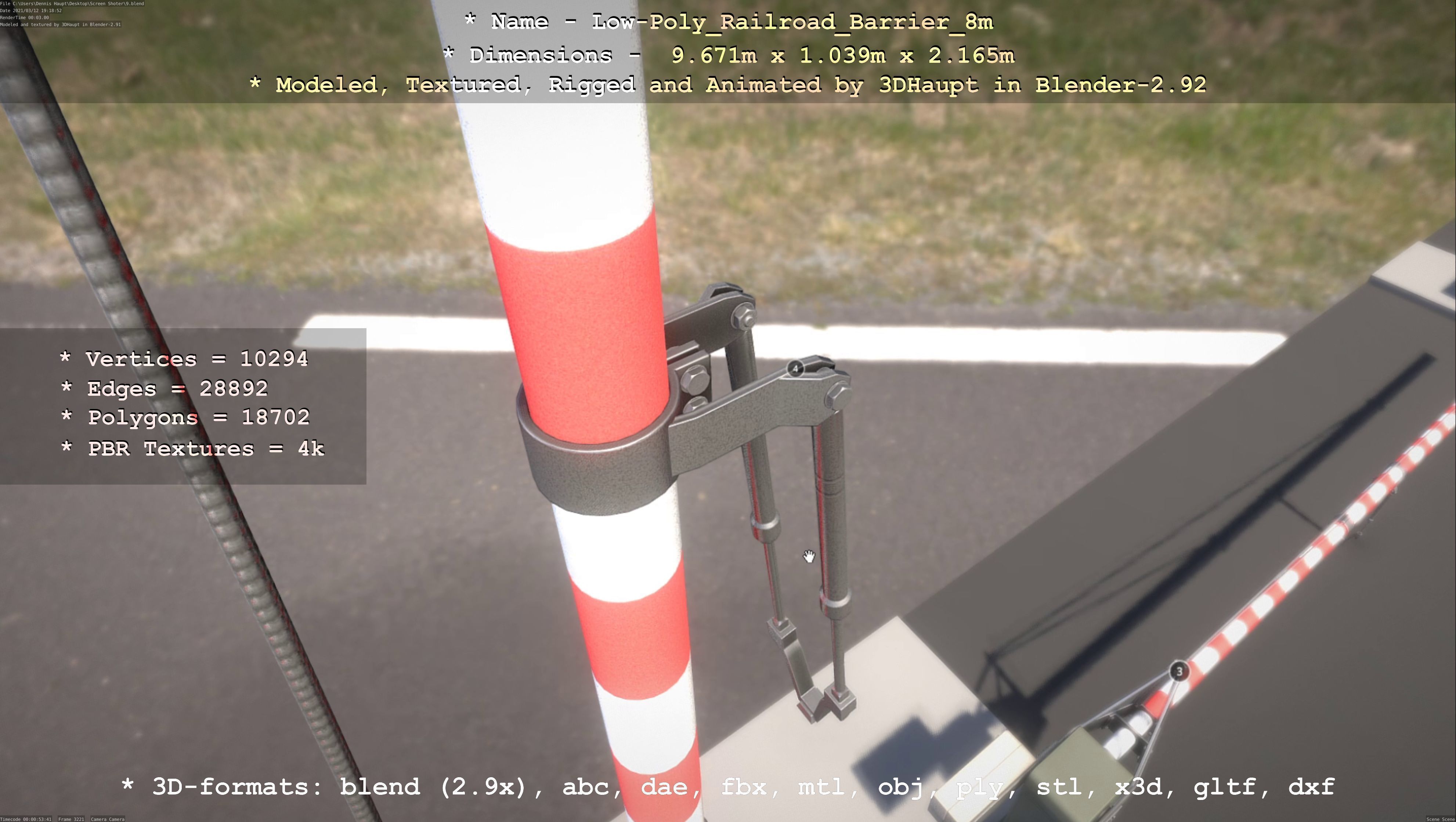 Low-Poly Railroad Barrier 8m Low-poly 3D model_69