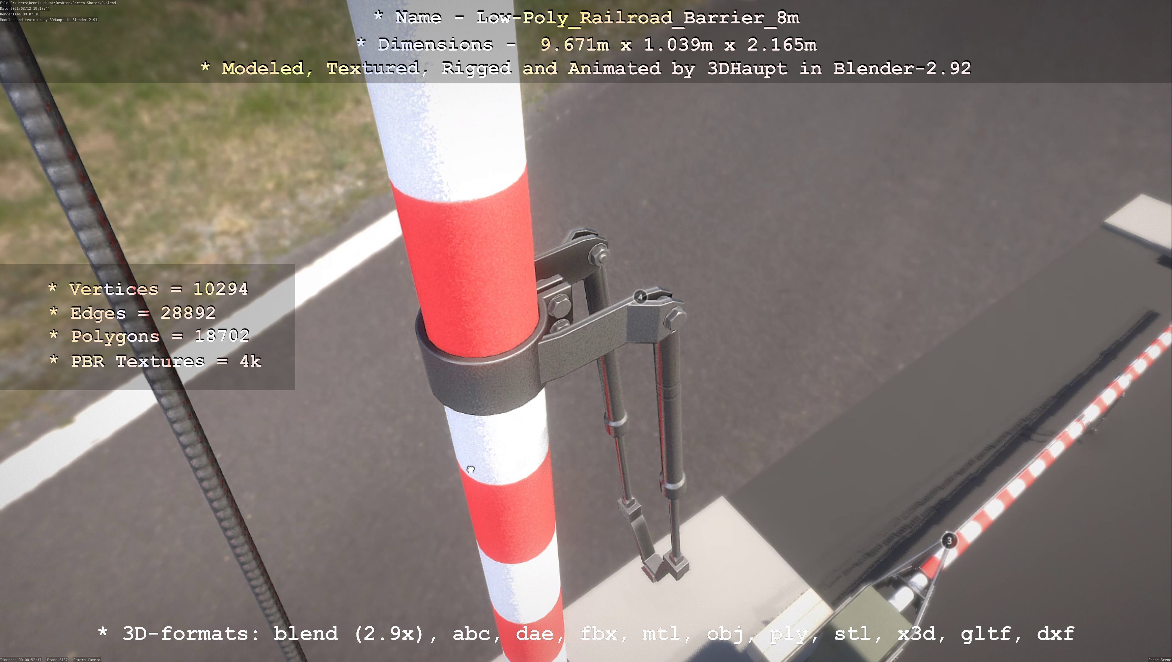 Low-Poly Railroad Barrier 8m Low-poly 3D model_65