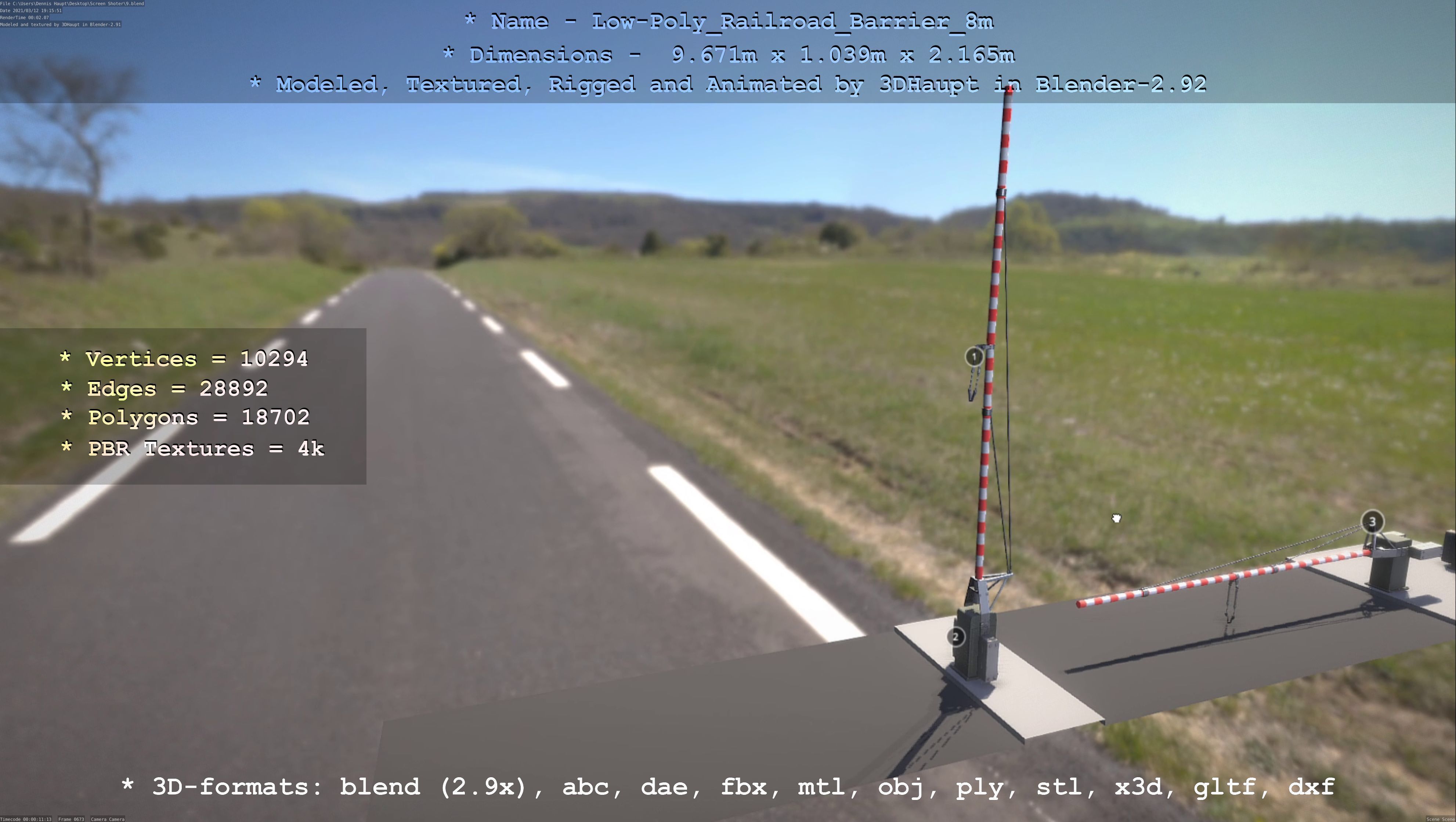 Low-Poly Railroad Barrier 8m Low-poly 3D model_73