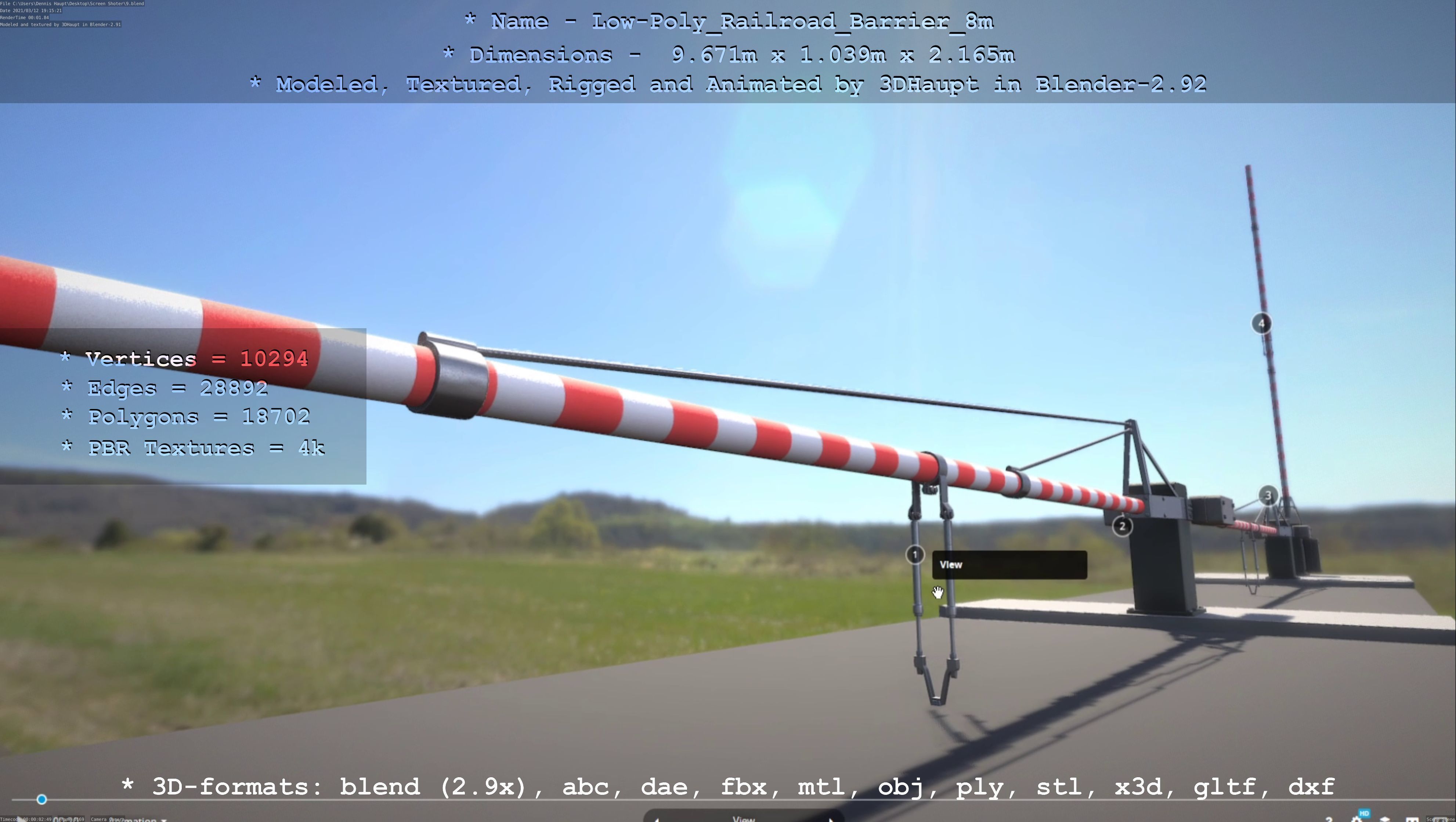 Low-Poly Railroad Barrier 8m Low-poly 3D model_63