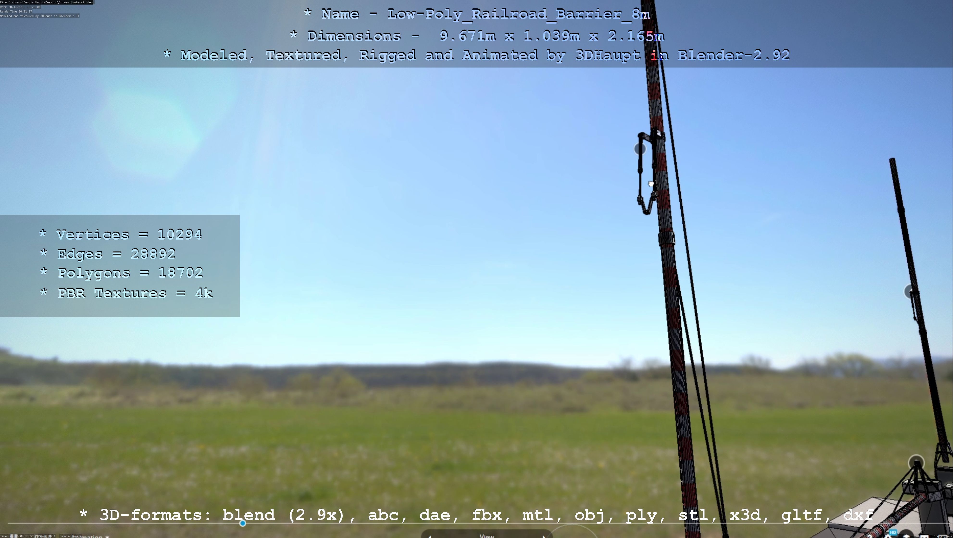 Low-Poly Railroad Barrier 8m Low-poly 3D model_51