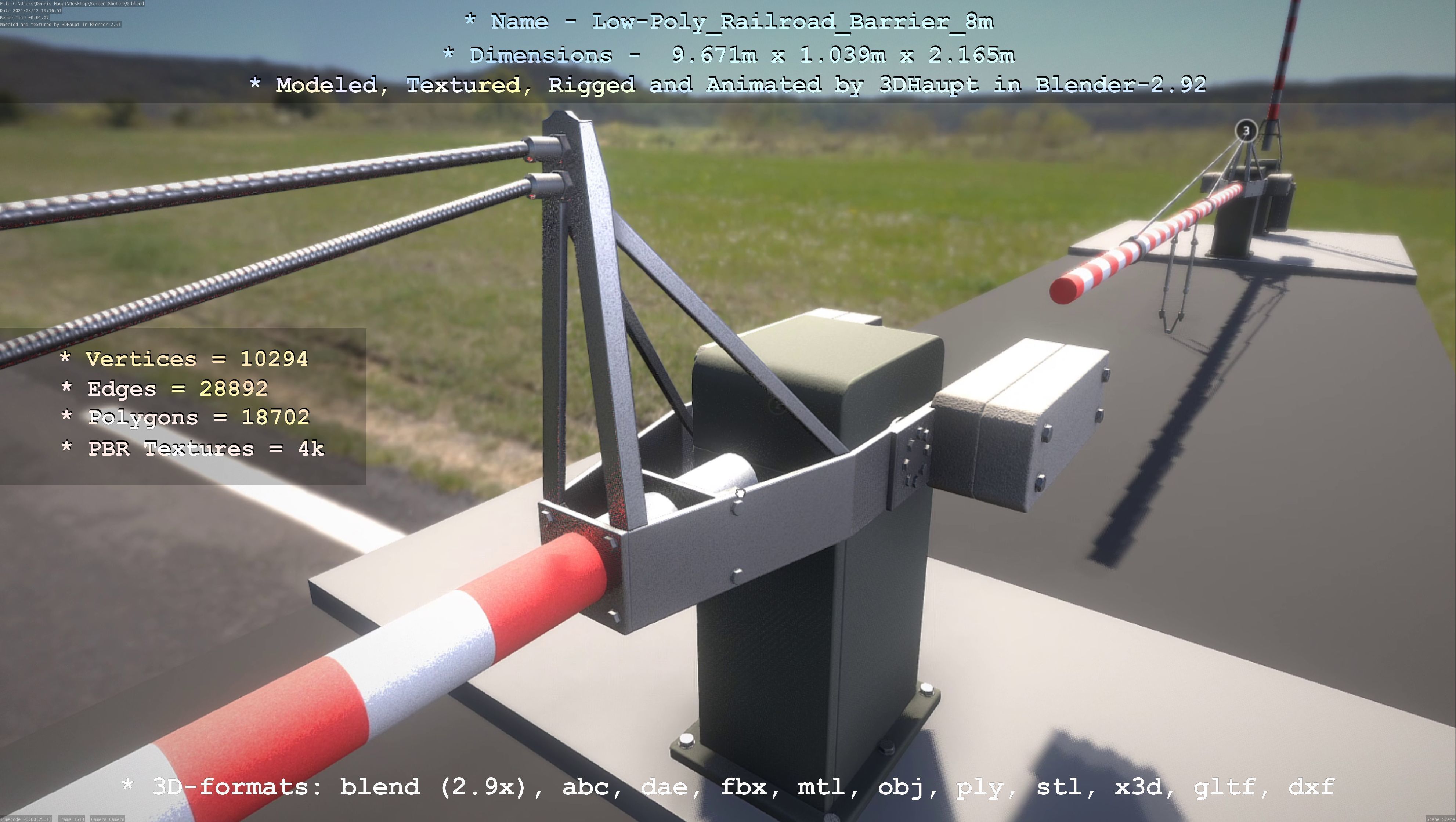 Low-Poly Railroad Barrier 8m Low-poly 3D model_85