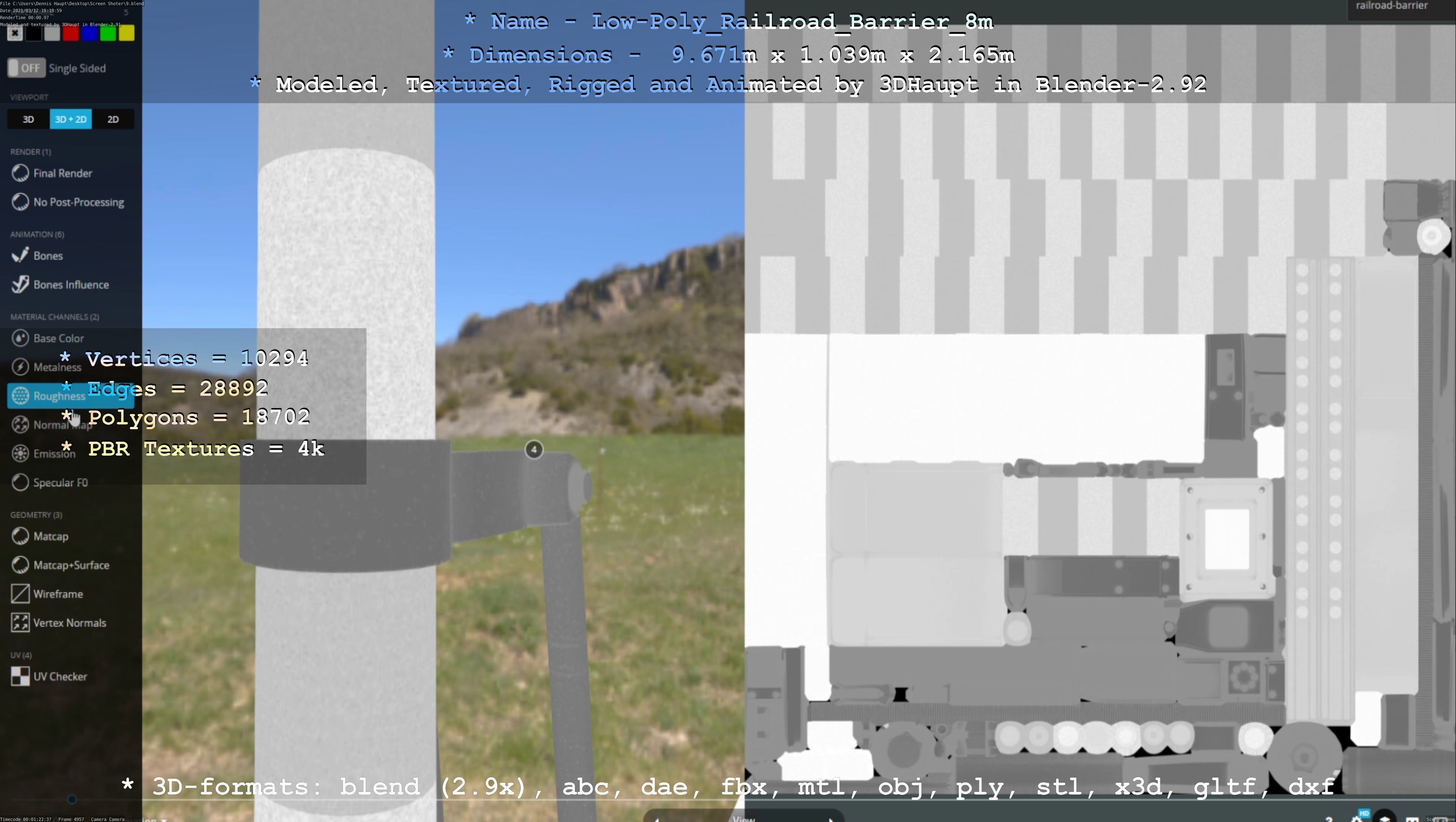 Low-Poly Railroad Barrier 8m Low-poly 3D model_11