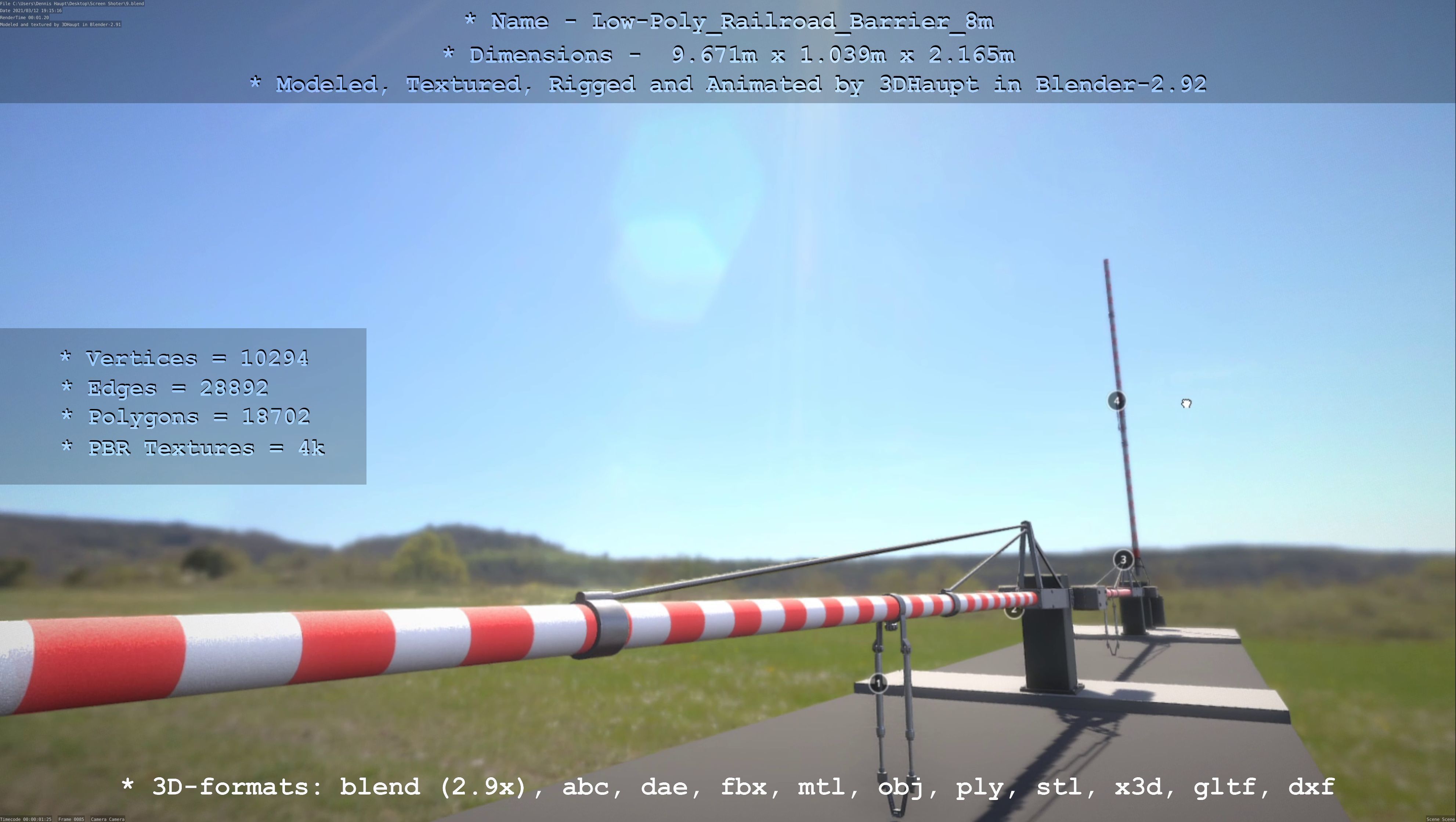 Low-Poly Railroad Barrier 8m Low-poly 3D model_20