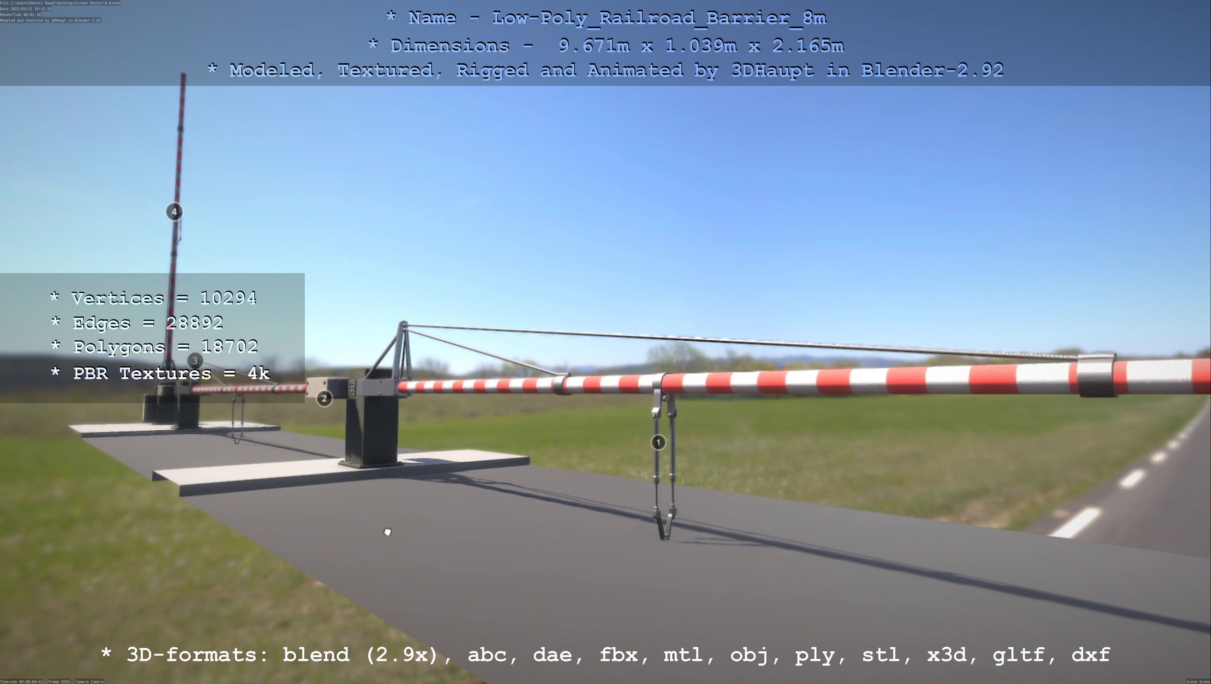 Low-Poly Railroad Barrier 8m Low-poly 3D model_66