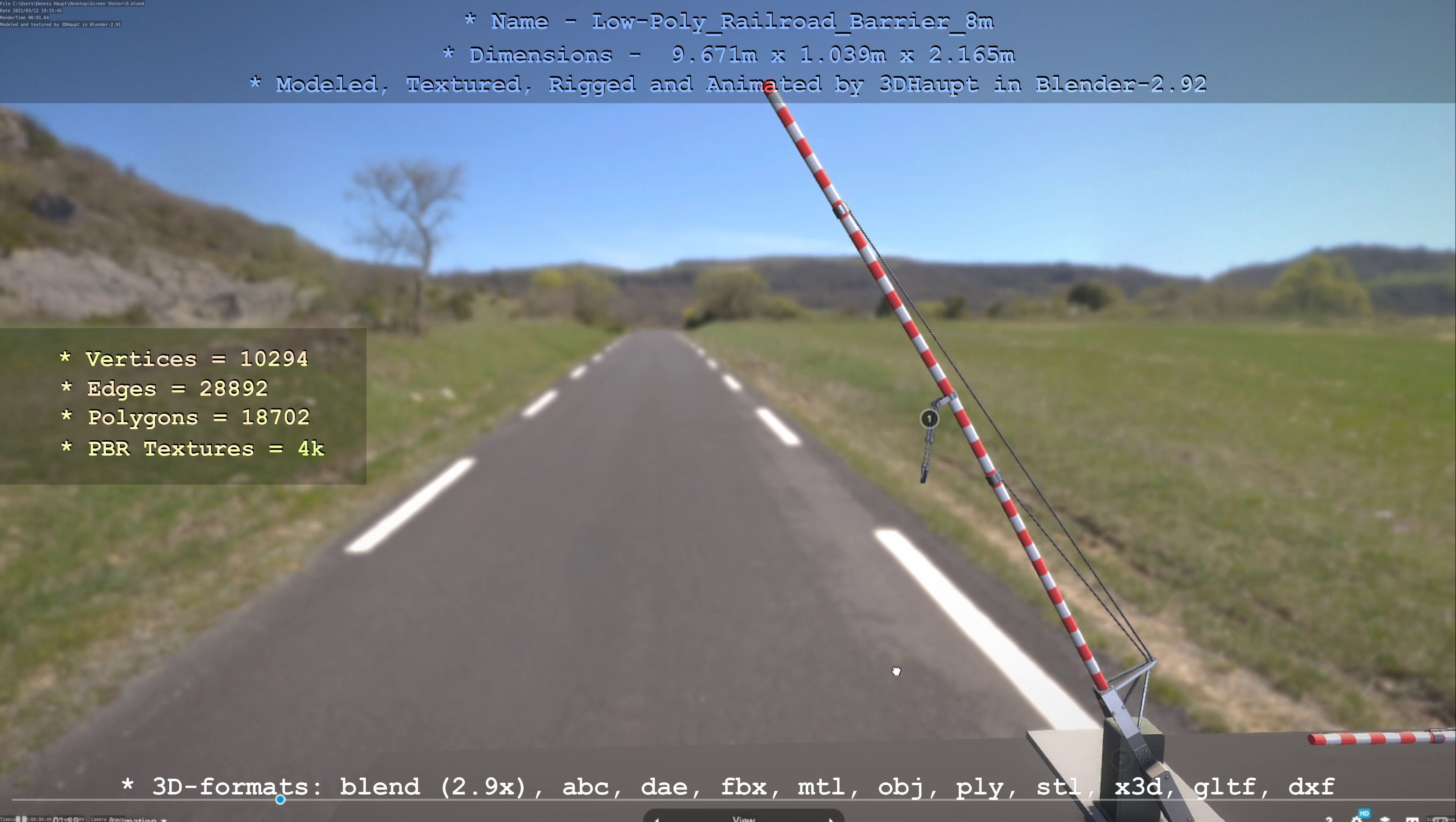 Low-Poly Railroad Barrier 8m Low-poly 3D model_71