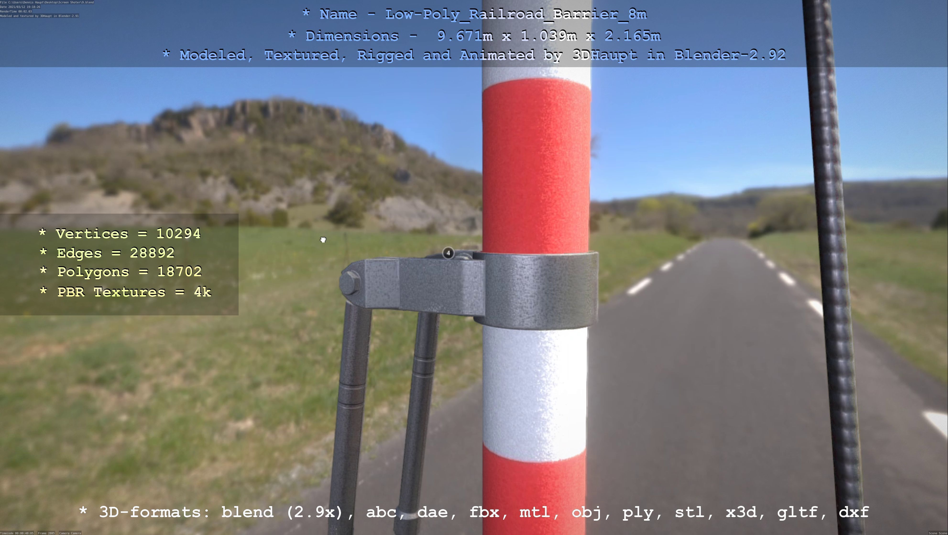 Low-Poly Railroad Barrier 8m Low-poly 3D model_50