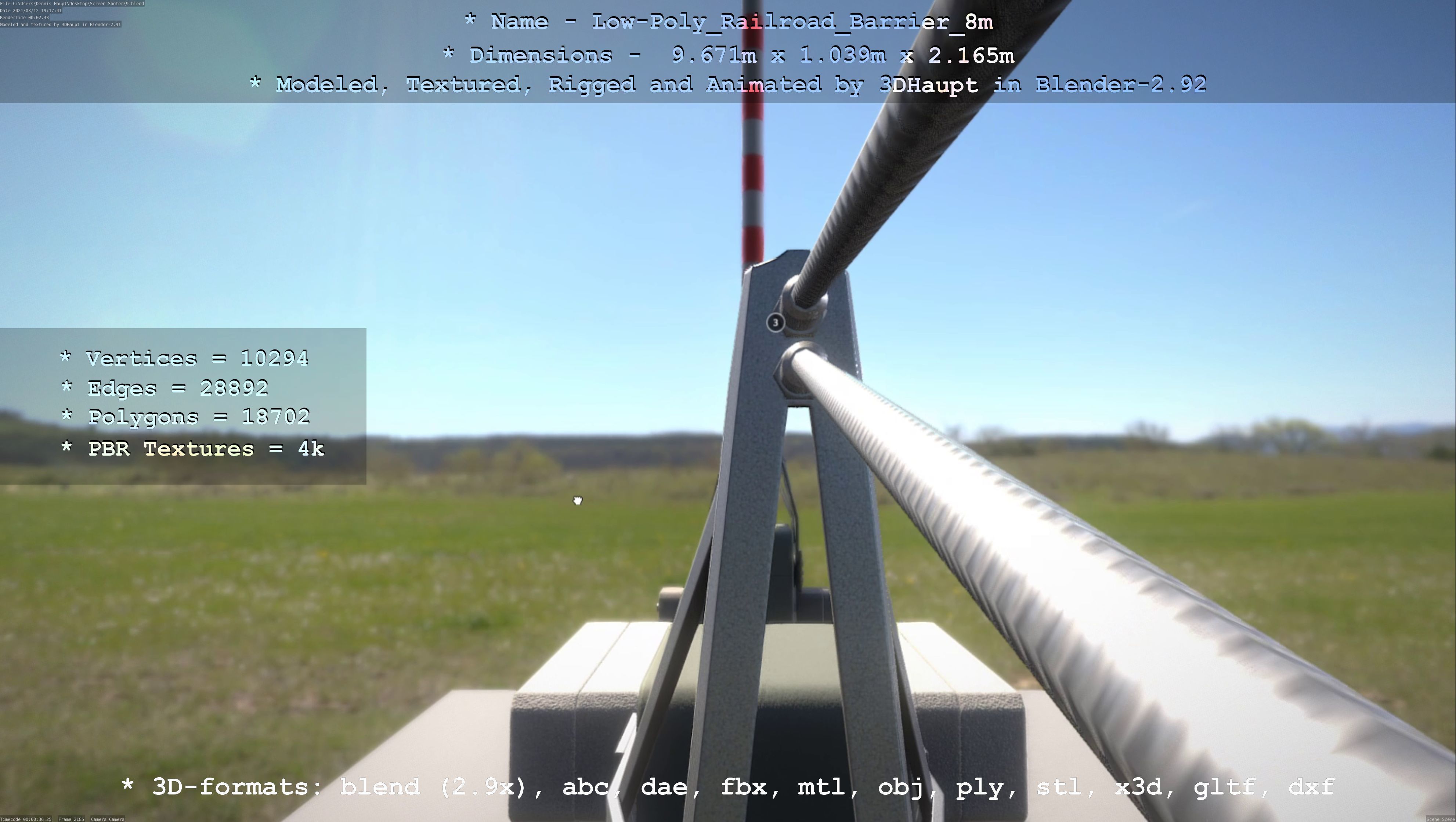 Low-Poly Railroad Barrier 8m Low-poly 3D model_95