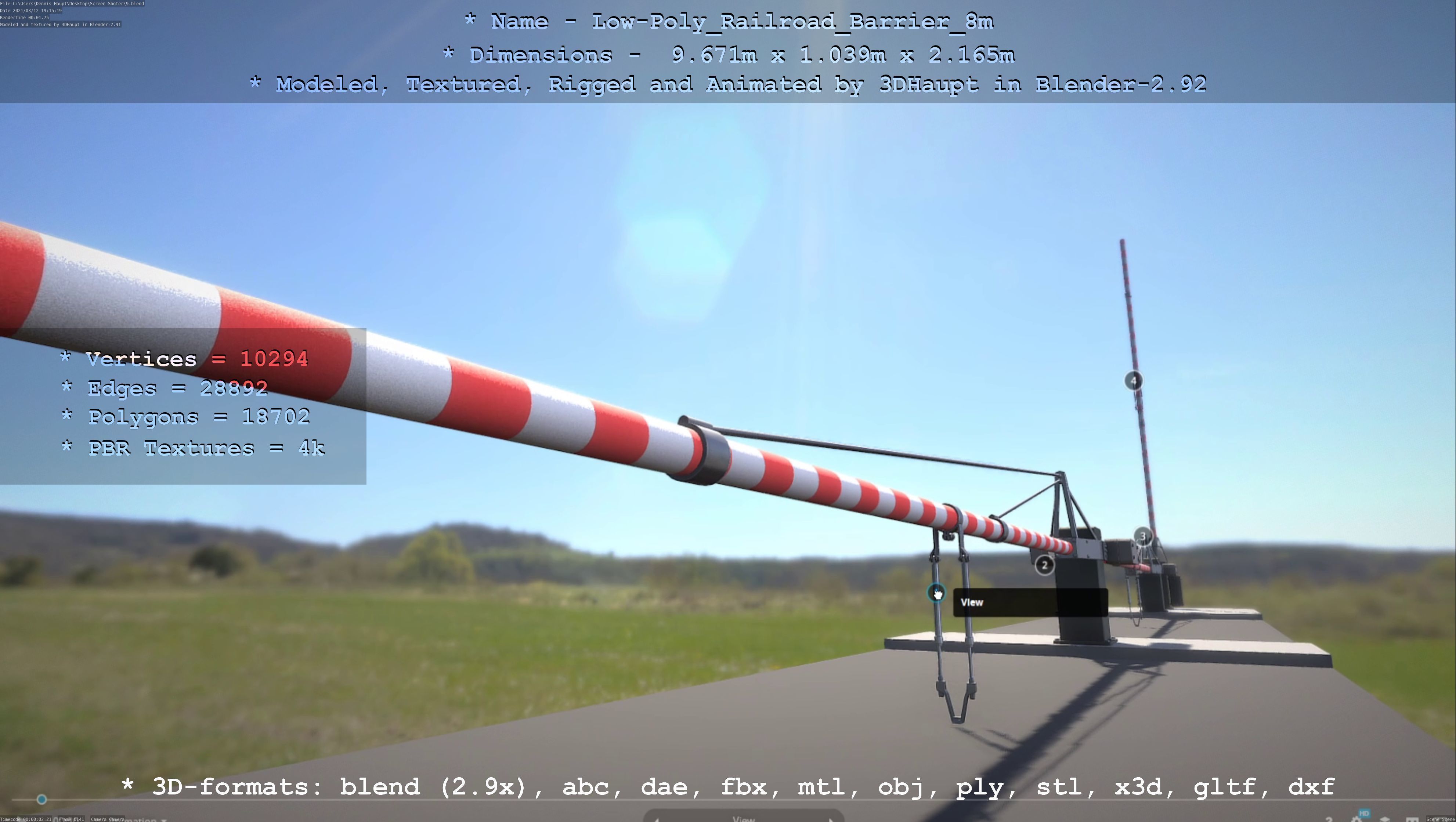 Low-Poly Railroad Barrier 8m Low-poly 3D model_62