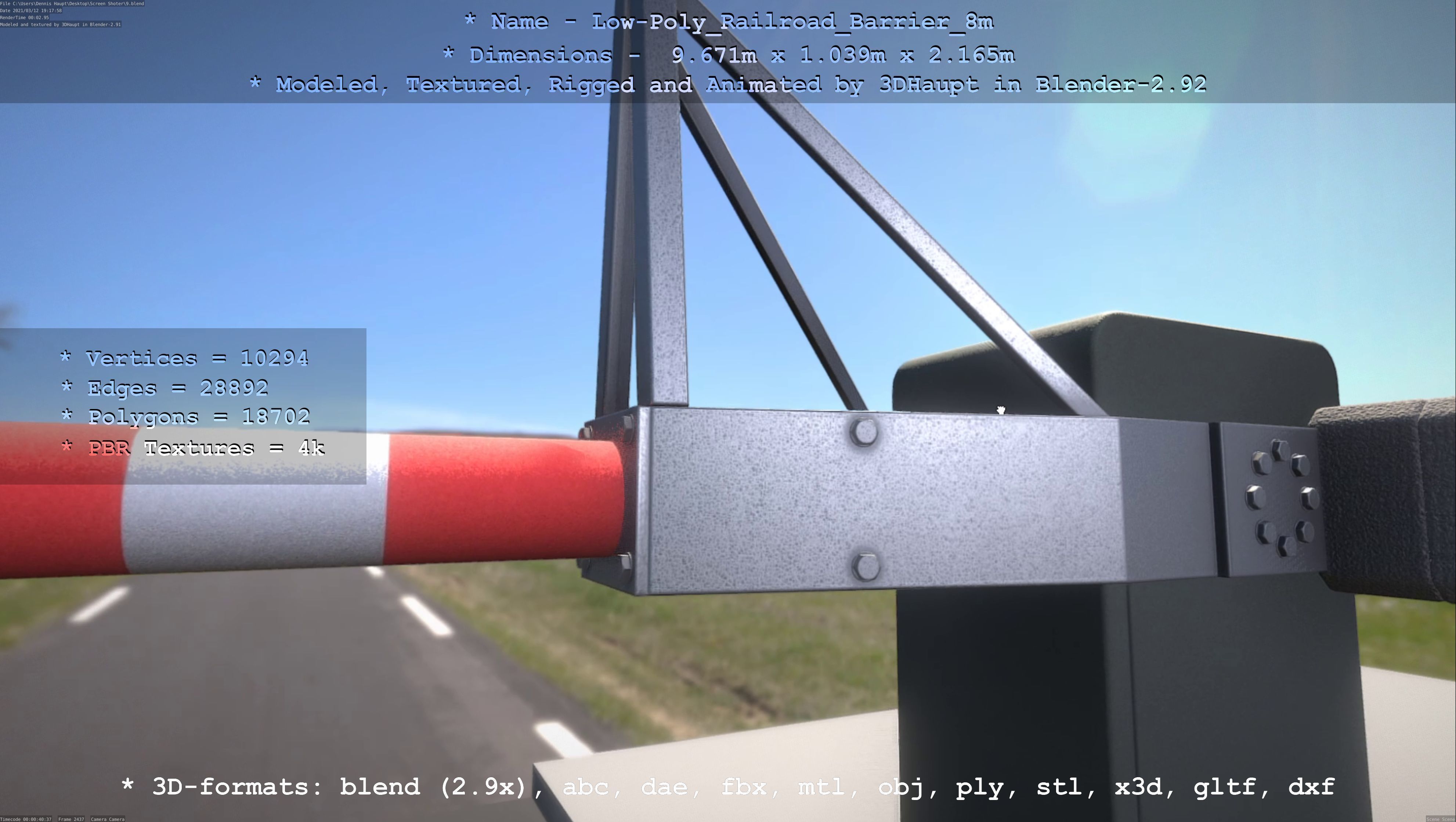 Low-Poly Railroad Barrier 8m Low-poly 3D model_101