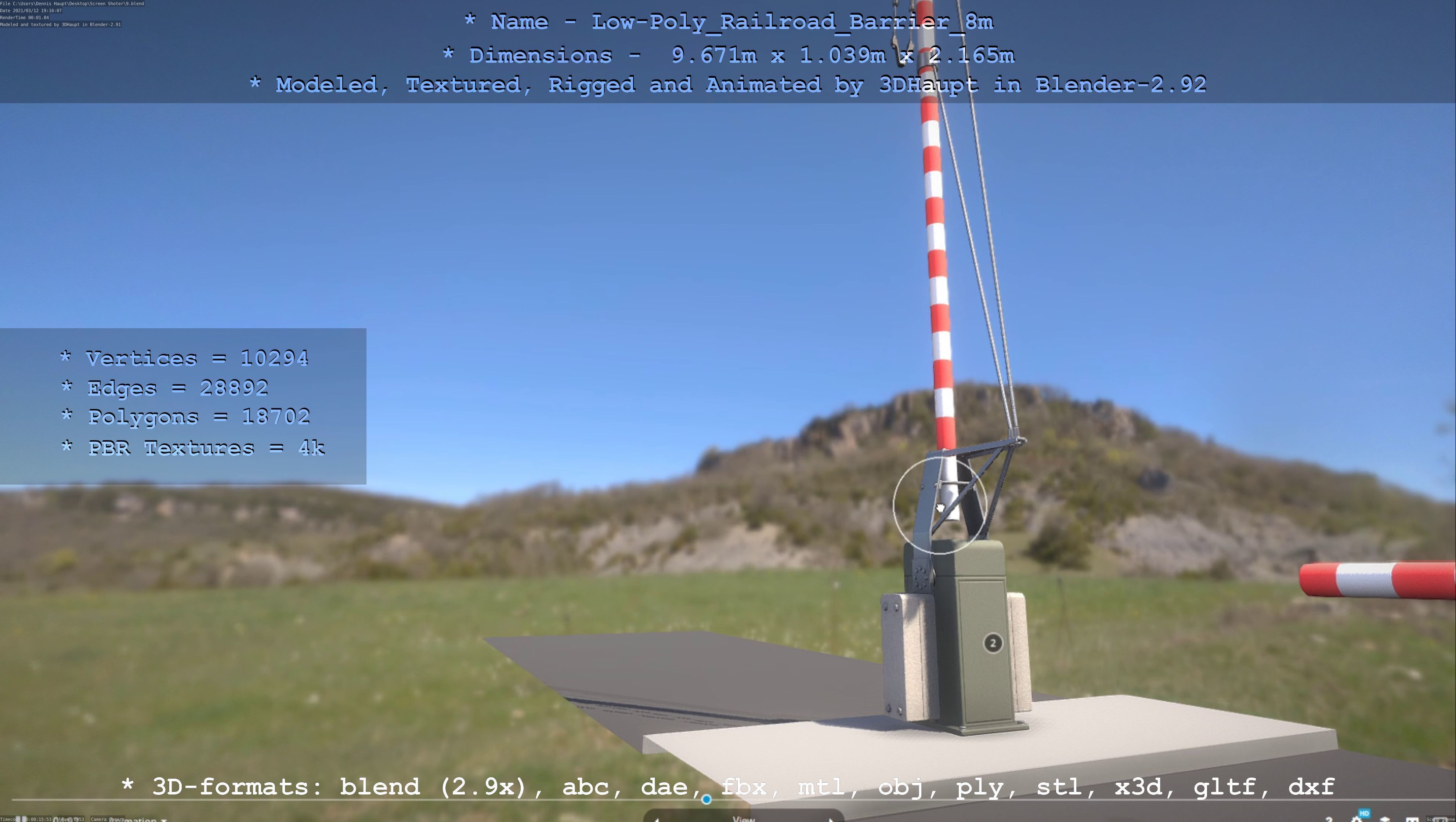 Low-Poly Railroad Barrier 8m Low-poly 3D model_80