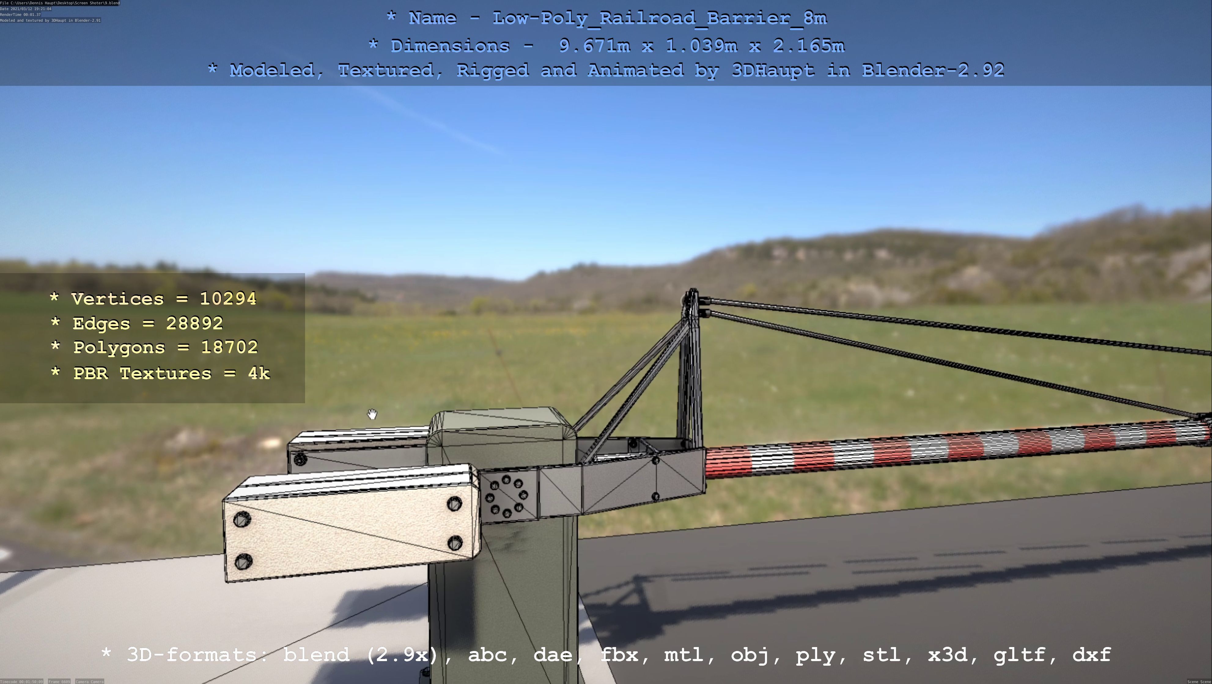 Low-Poly Railroad Barrier 8m Low-poly 3D model_41