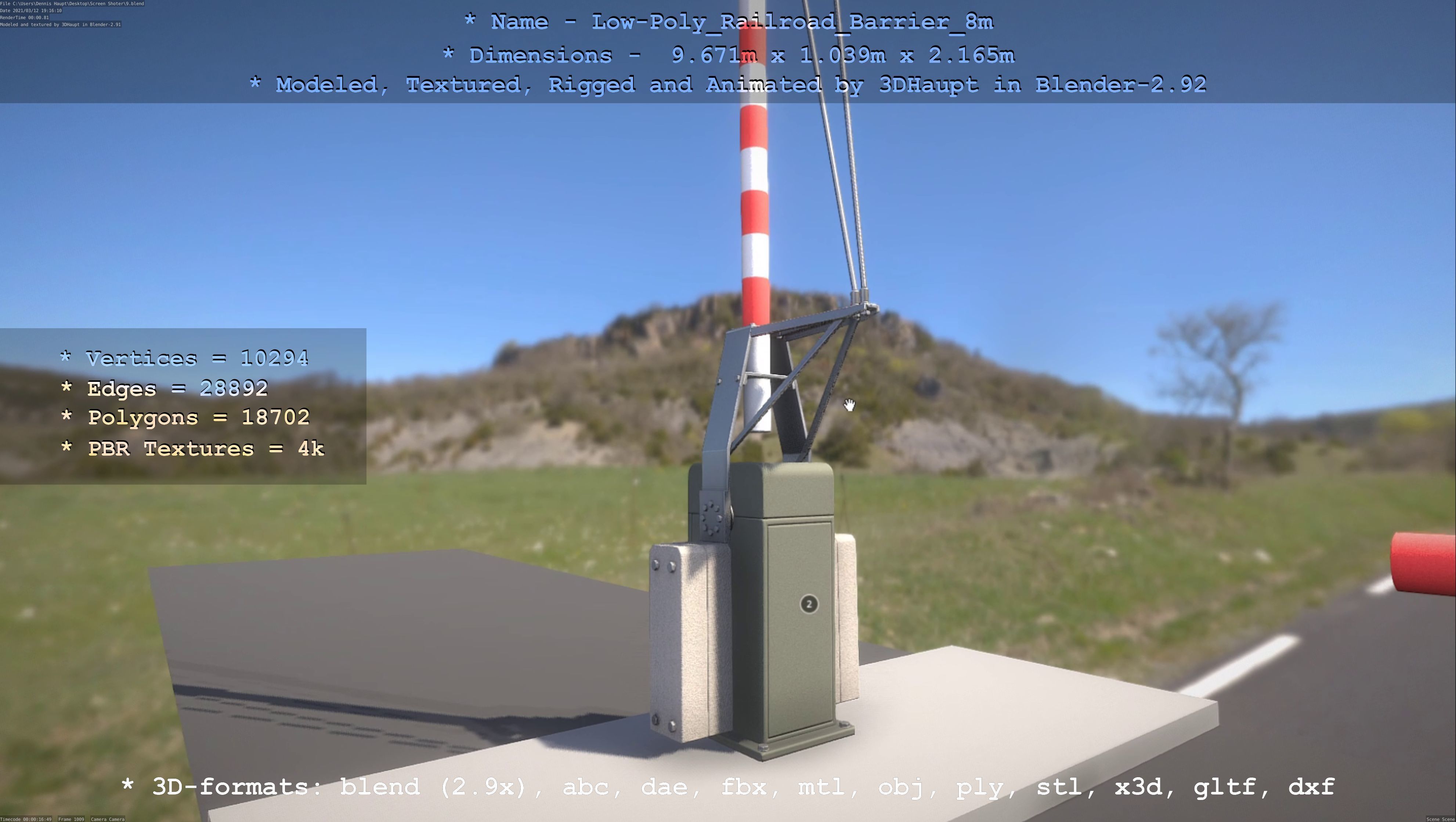 Low-Poly Railroad Barrier 8m Low-poly 3D model_23