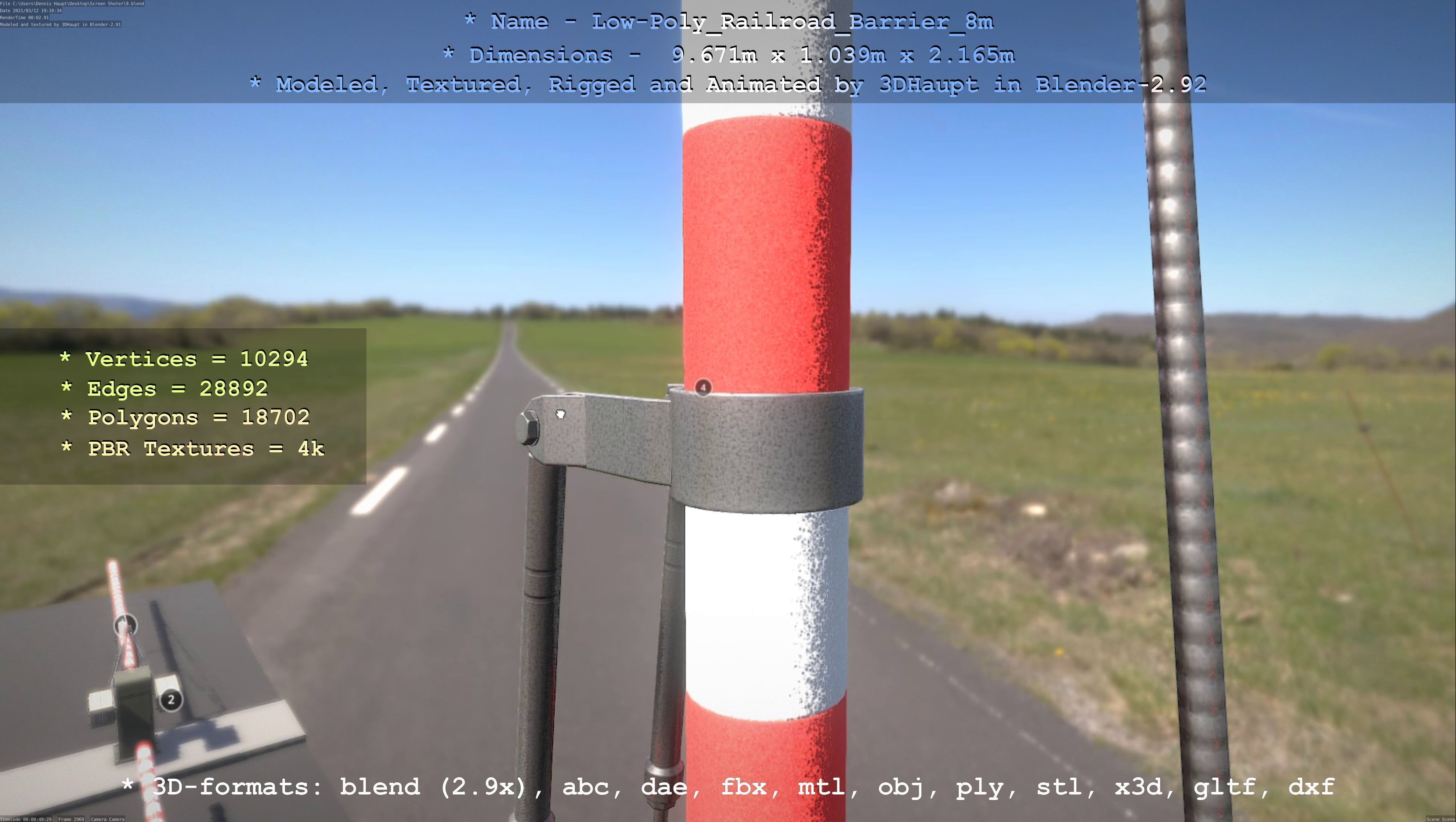 Low-Poly Railroad Barrier 8m Low-poly 3D model_110