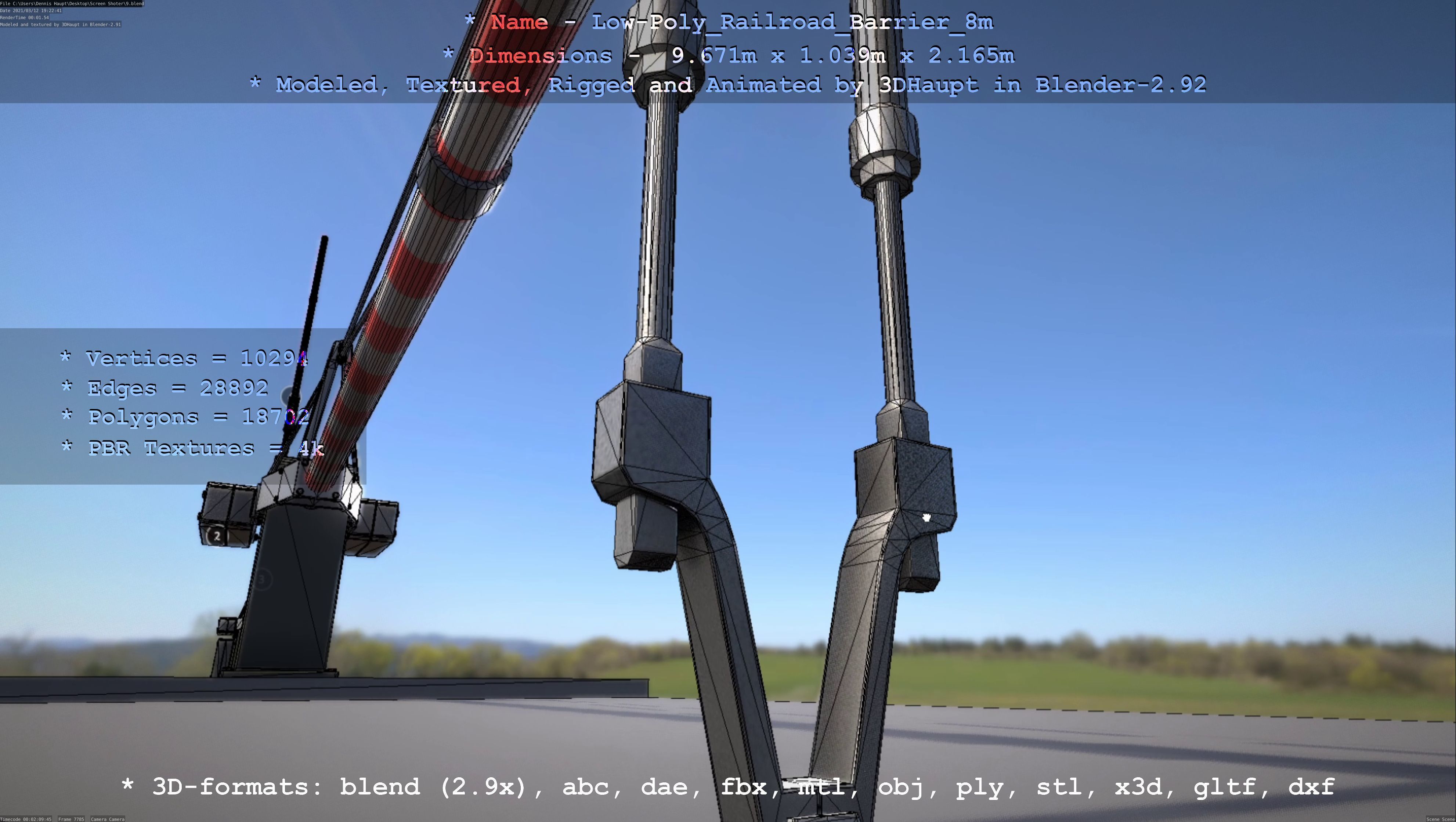 Low-Poly Railroad Barrier 8m Low-poly 3D model_17