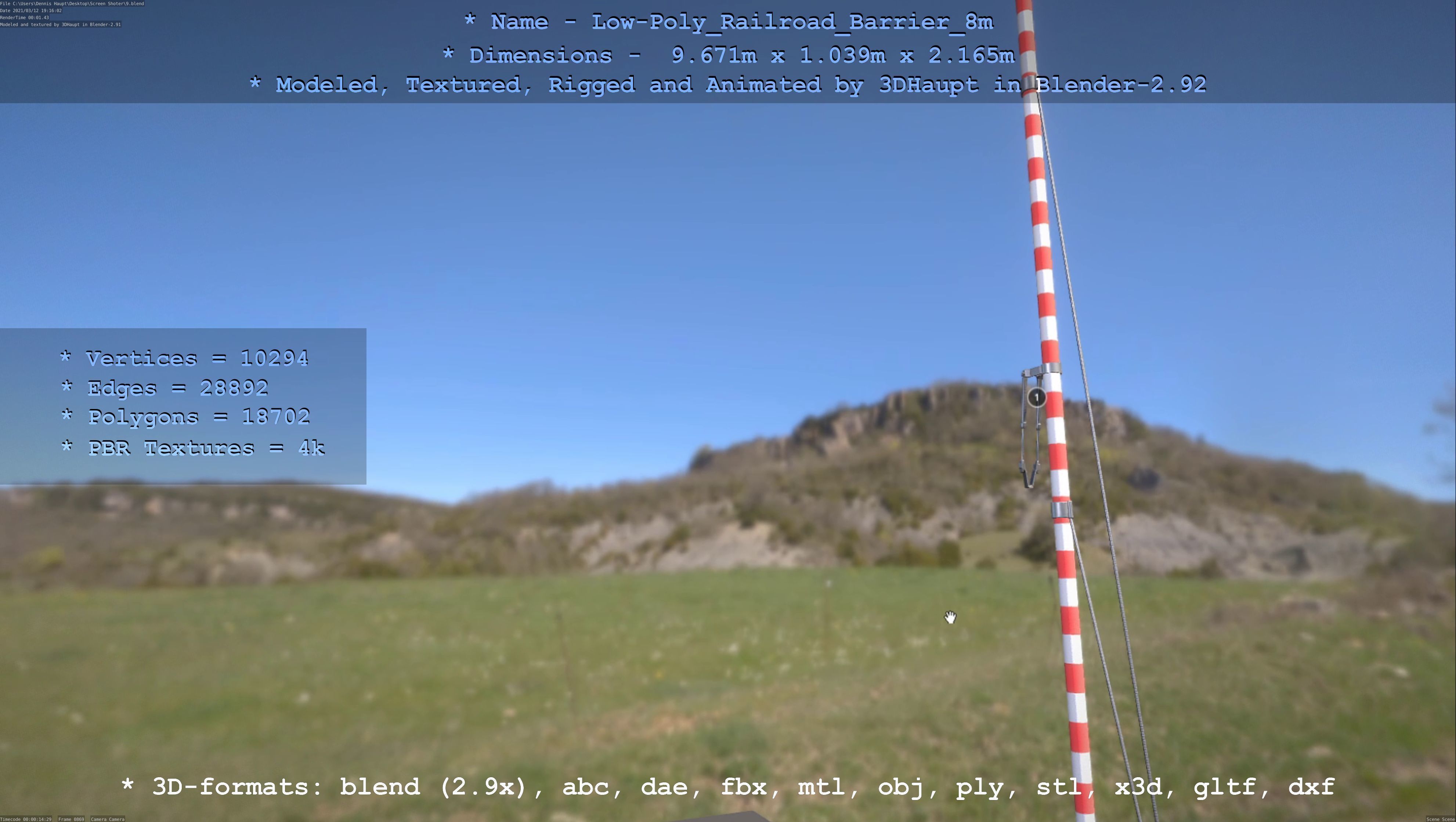 Low-Poly Railroad Barrier 8m Low-poly 3D model_77